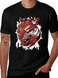 Mens Tiger Graphic Print Crew Neck T-Shirt