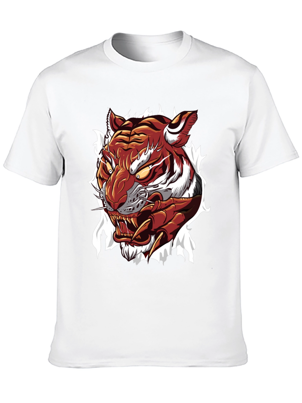 Mens Tiger Graphic Print Crew Neck T-Shirt