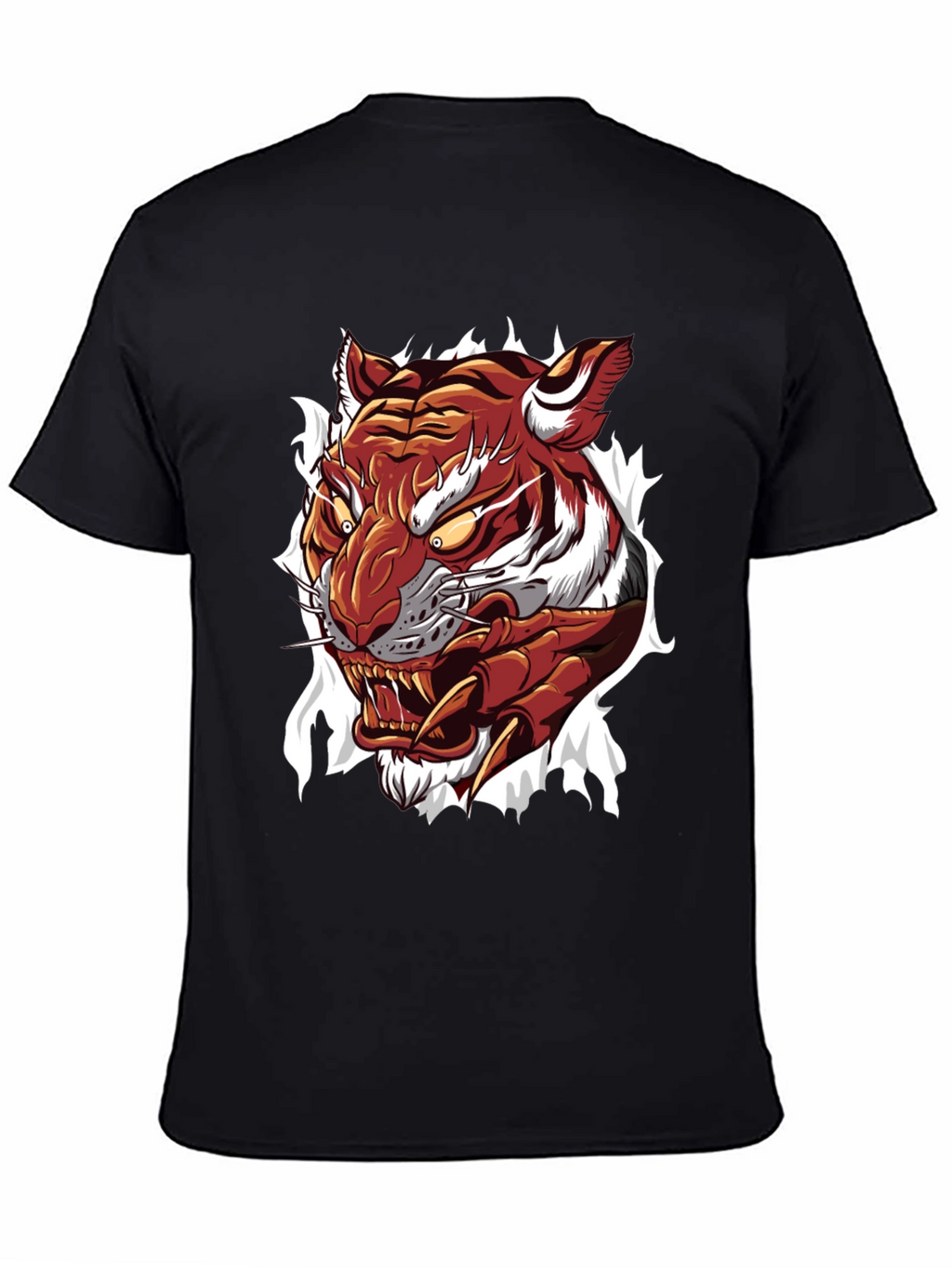 Mens Tiger Graphic Print Crew Neck T-Shirt