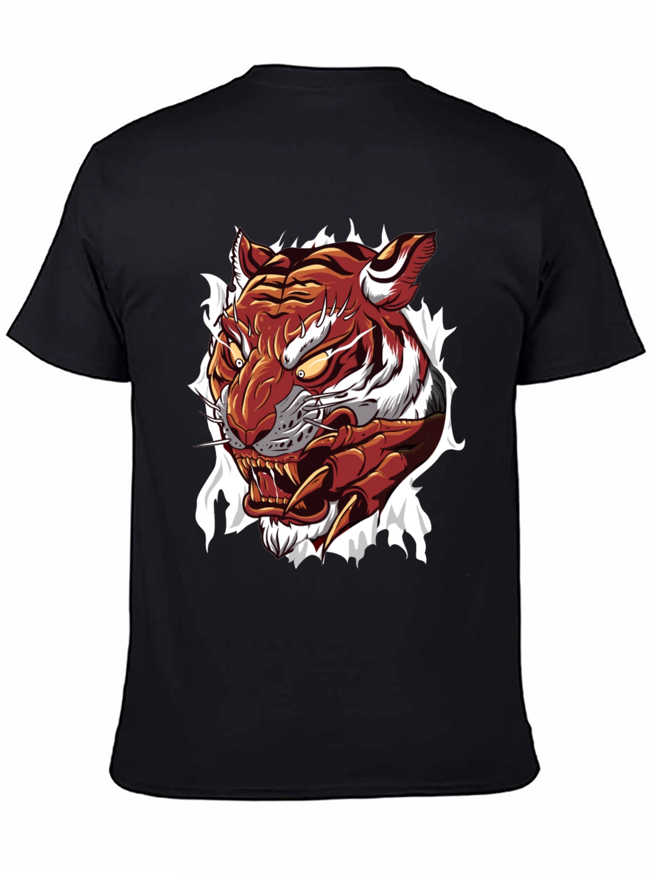 Mens Tiger Graphic Print Crew Neck T-Shirt