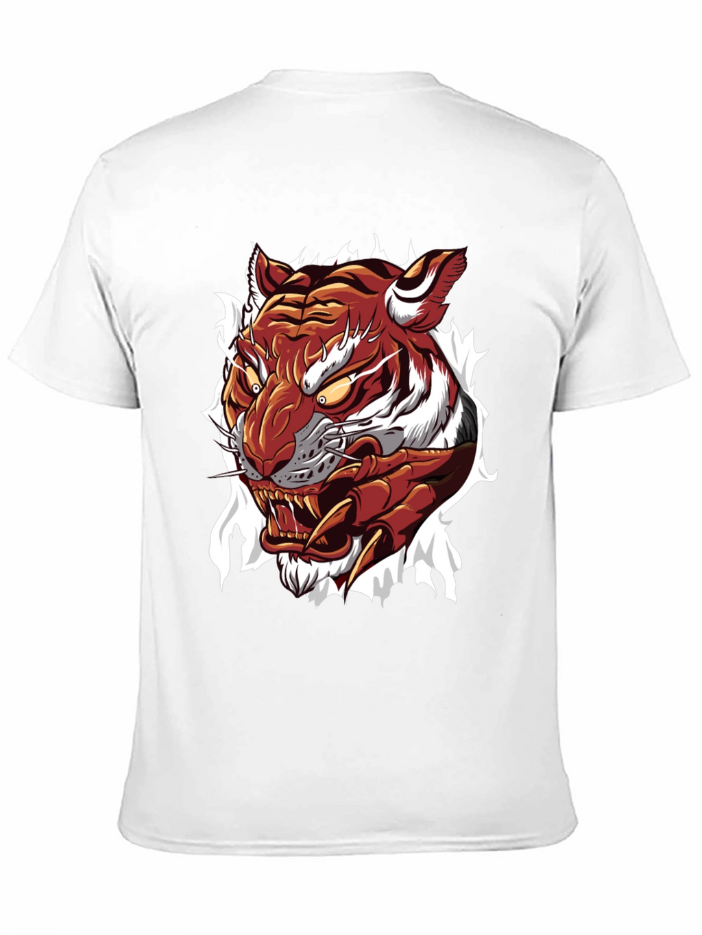 Mens Tiger Graphic Print Crew Neck T-Shirt