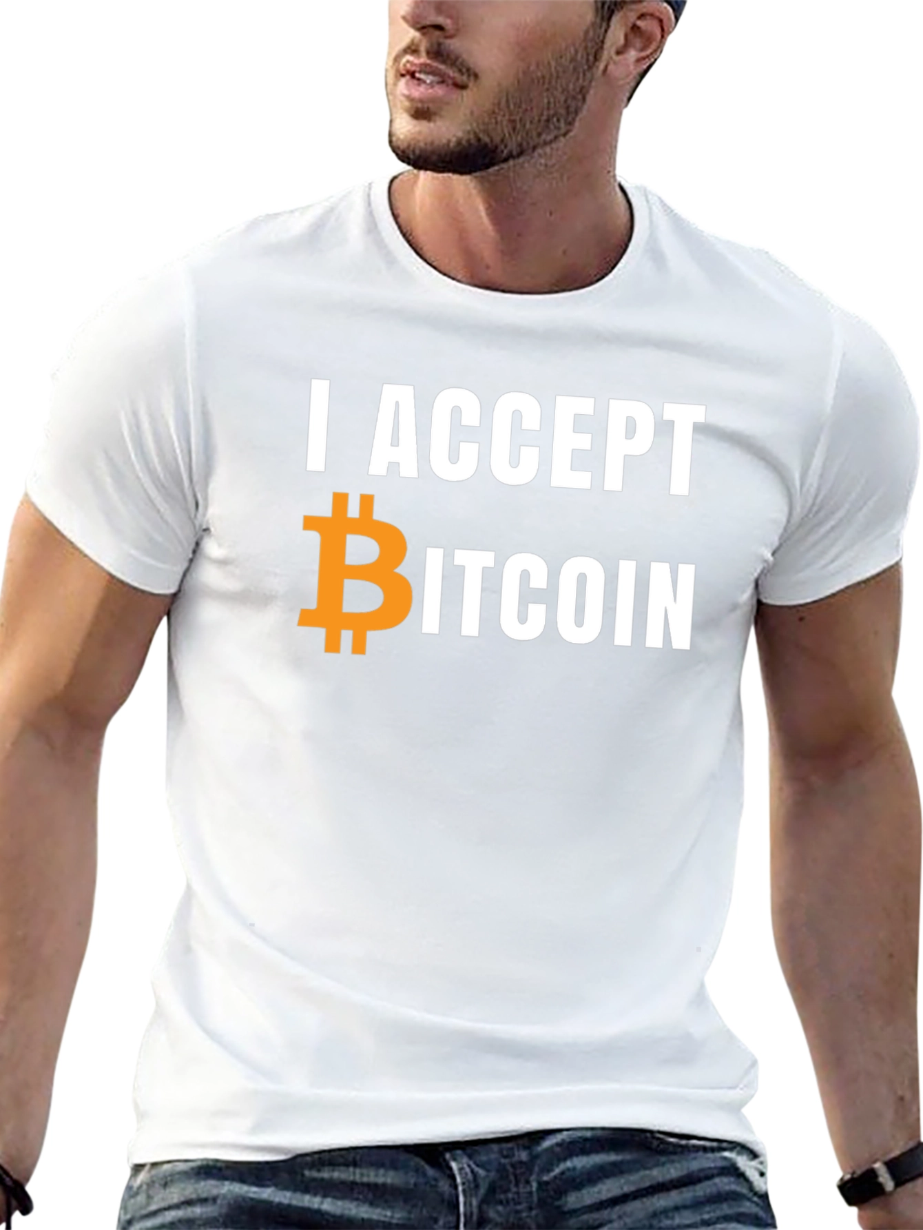 I Accept Bitcoin Black T-Shirt Crypto Currency Tee