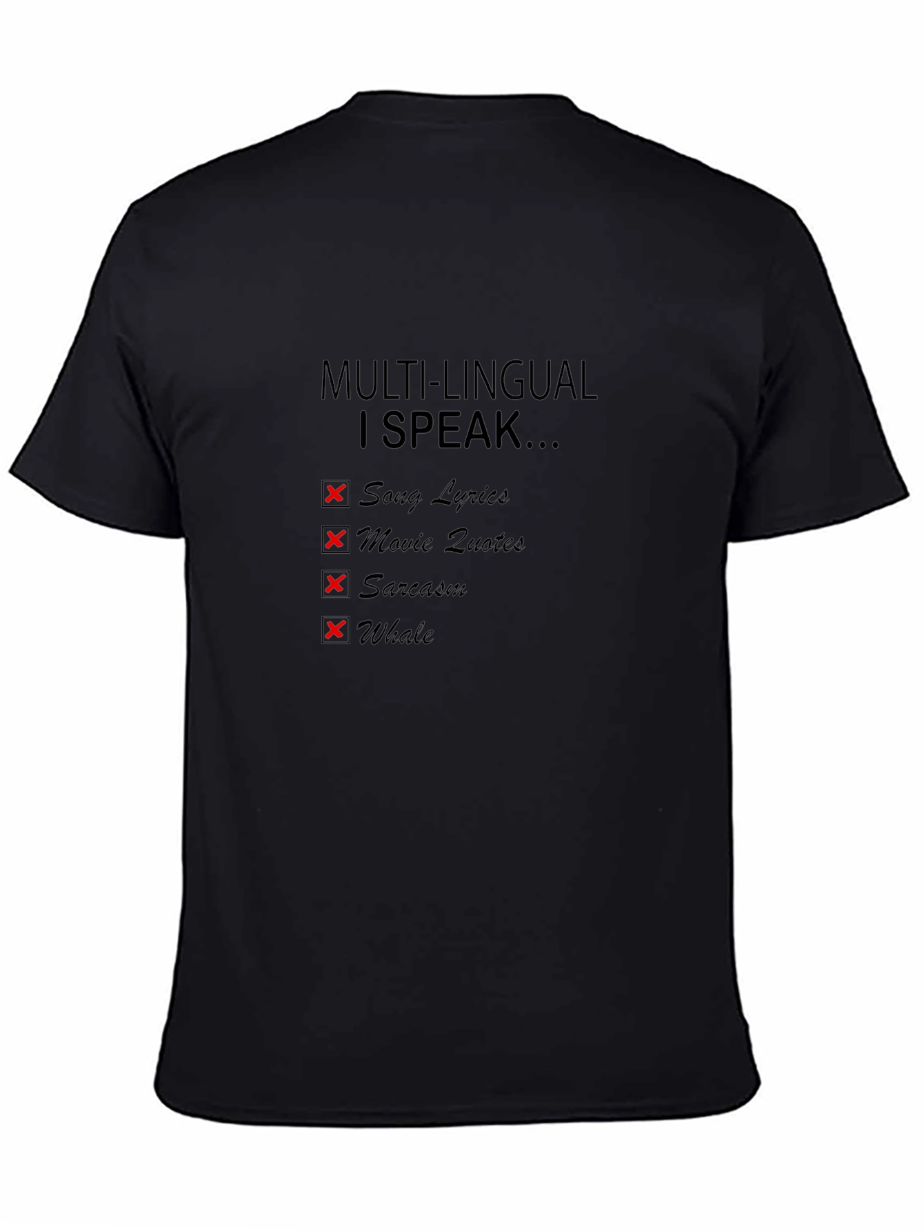 Multilingual Humor T-Shirt: Speak Song Lyrics Movie Quotes & Whale!