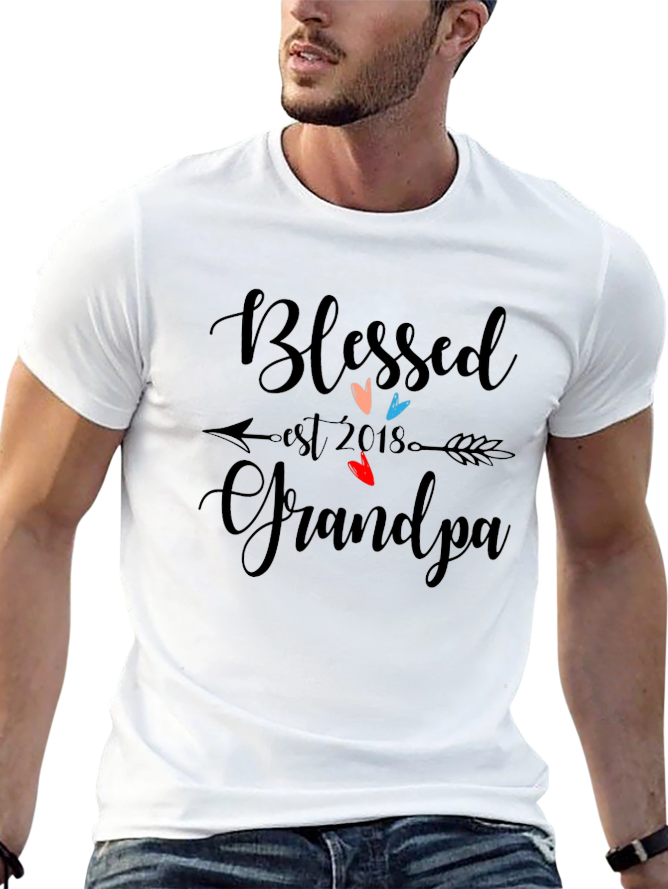 Blessed Grandpa Est 2018 Graphic T-Shirt