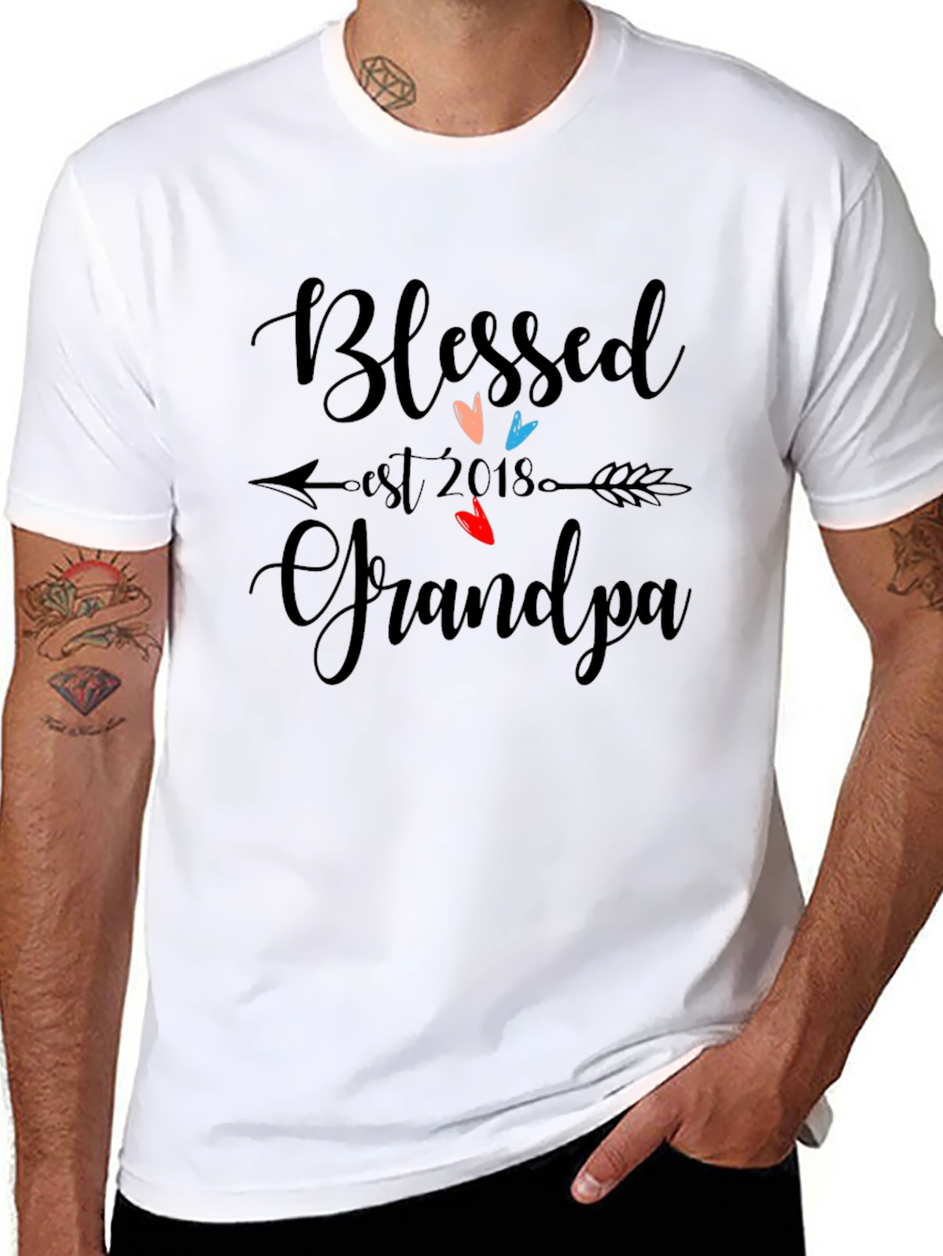 Blessed Grandpa Est 2018 Graphic T-Shirt