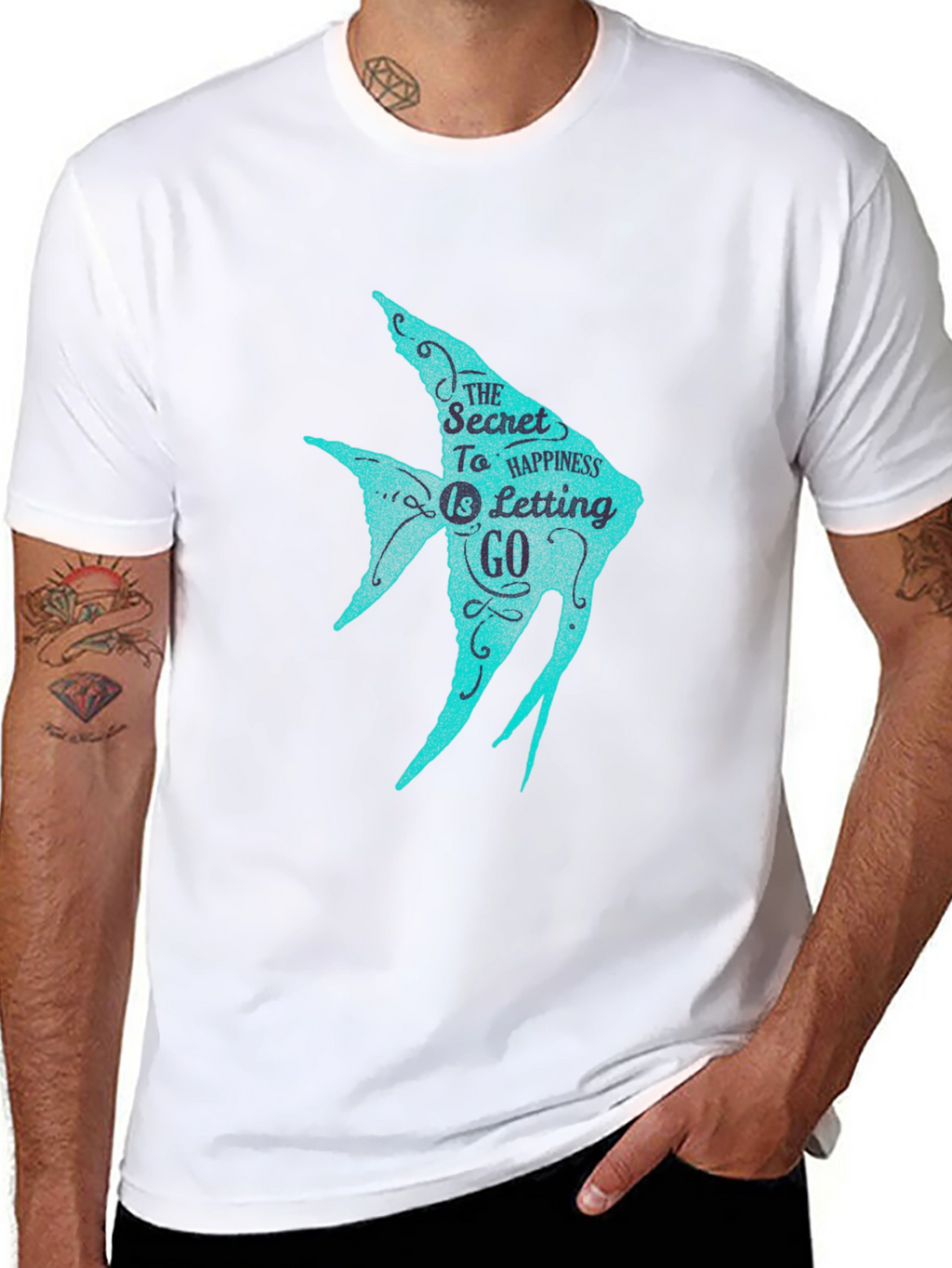Secret To Happiness Fish Graphic T-Shirt