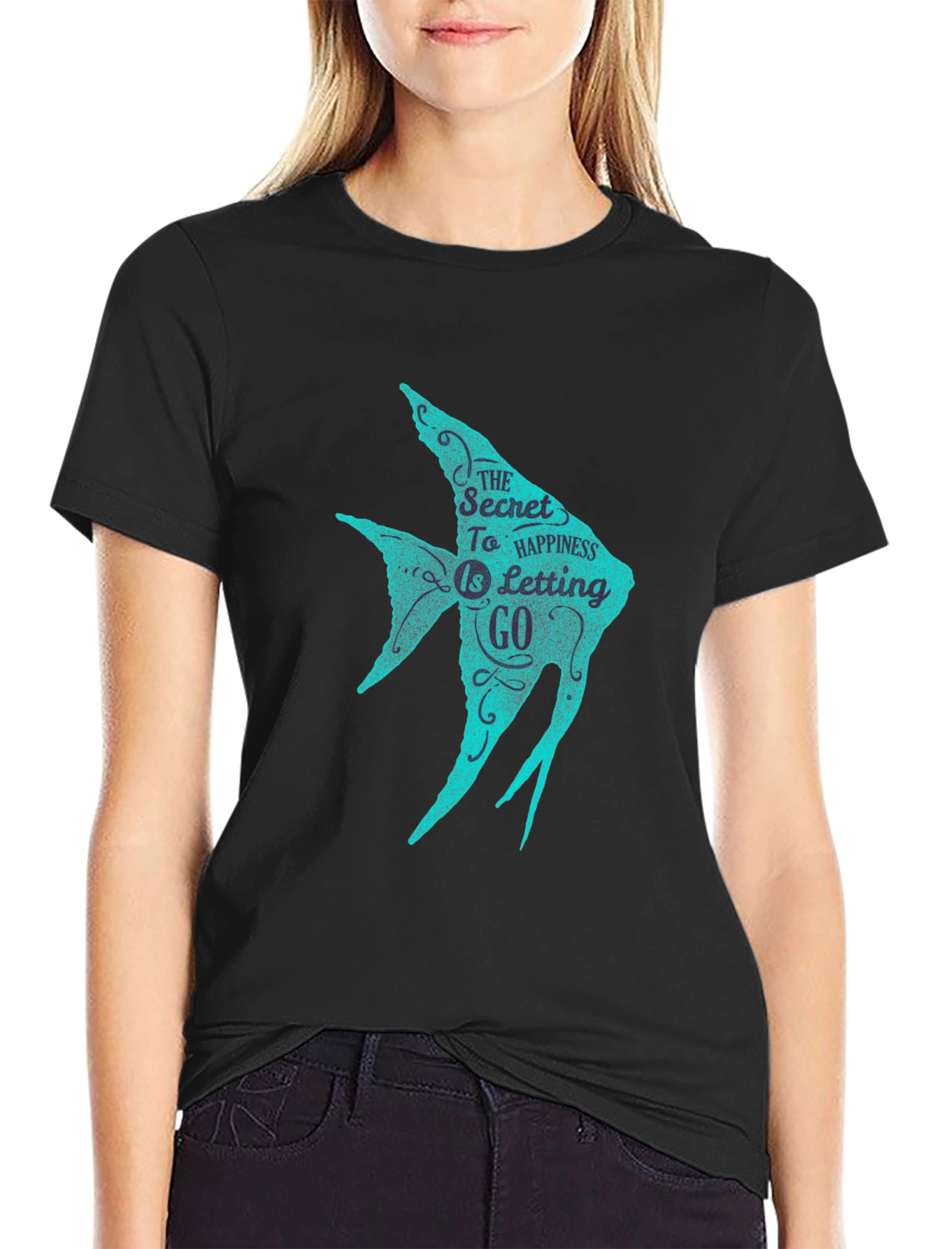 Secret To Happiness Fish Graphic T-Shirt
