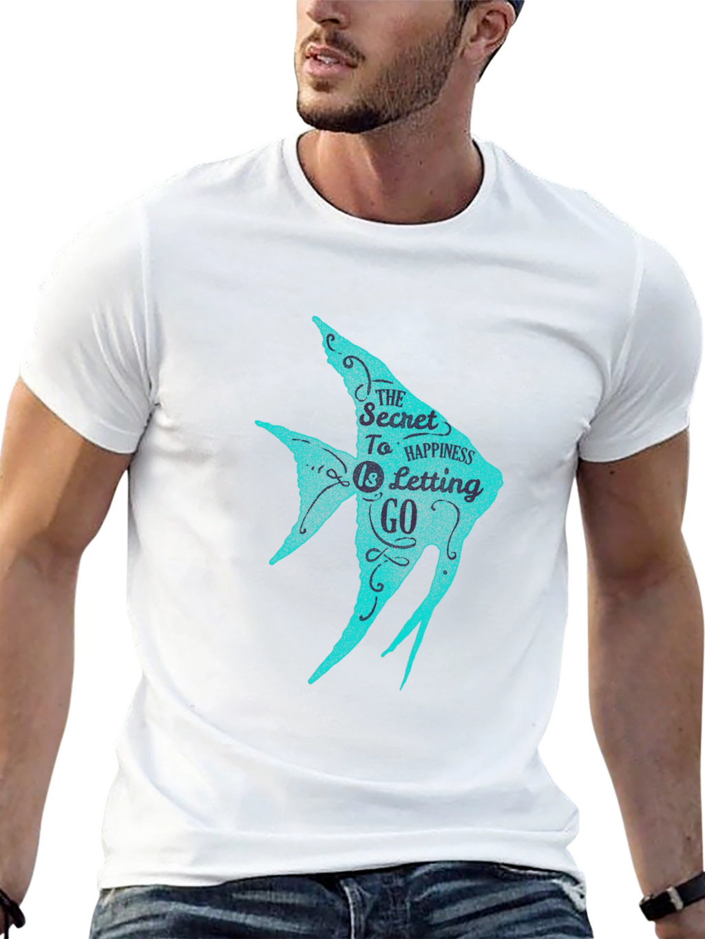 Secret To Happiness Fish Graphic T-Shirt