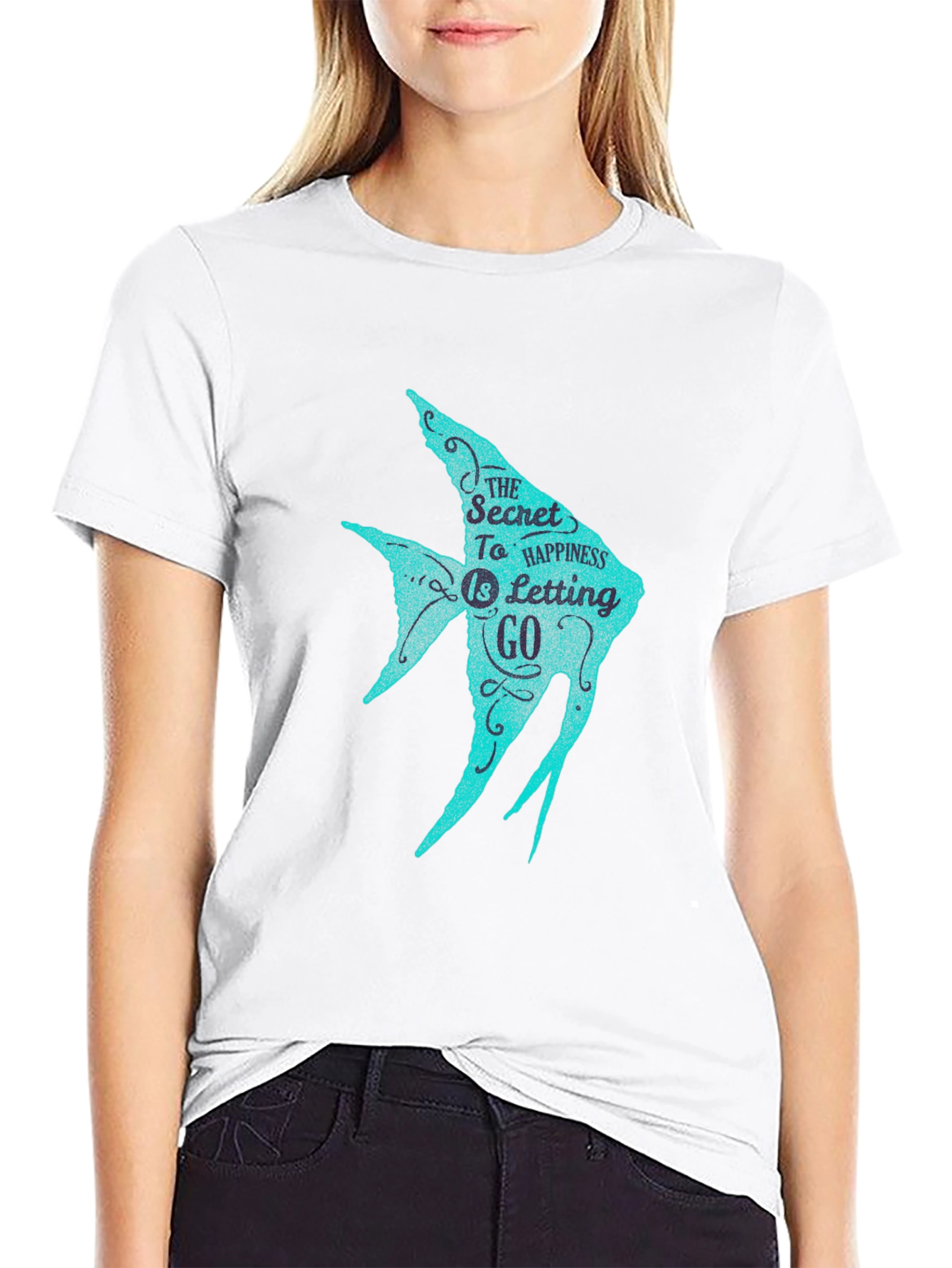 Secret To Happiness Fish Graphic T-Shirt