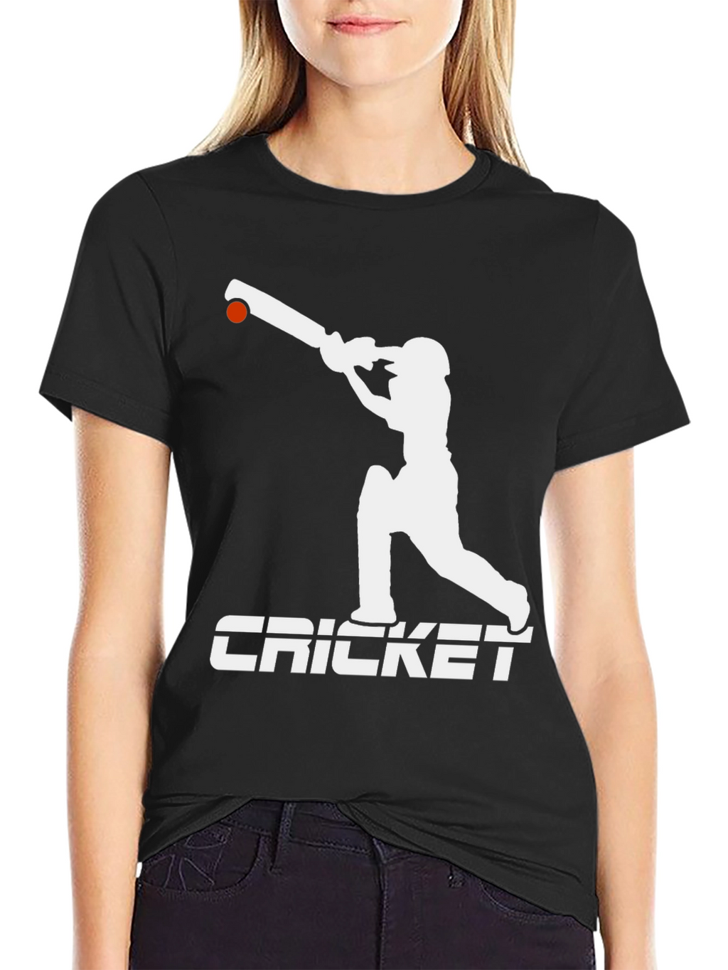 Cricket Player Graphic Tee - Black Cotton T-Shirt