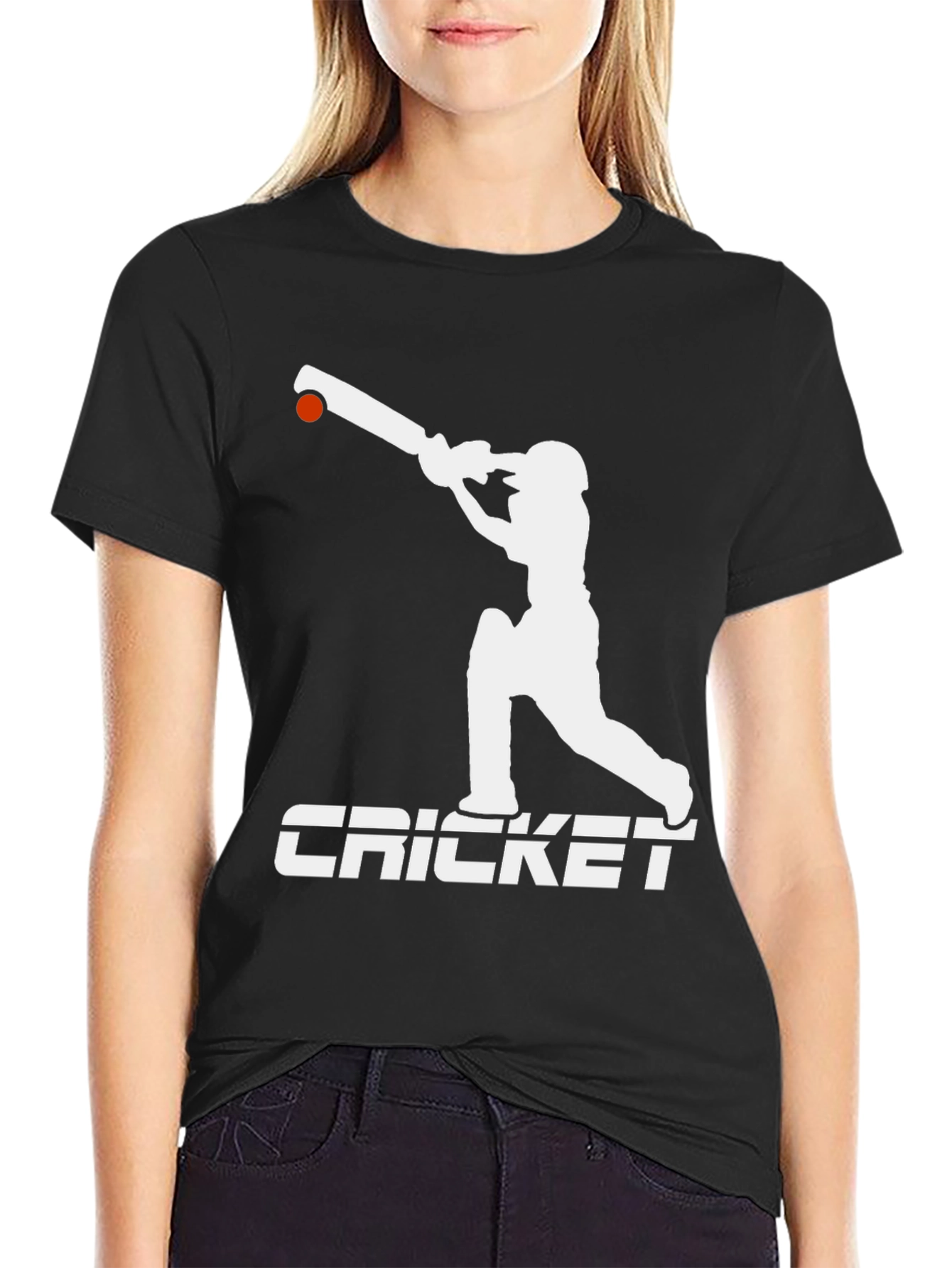 Cricket Player Graphic Tee - Black Cotton T-Shirt