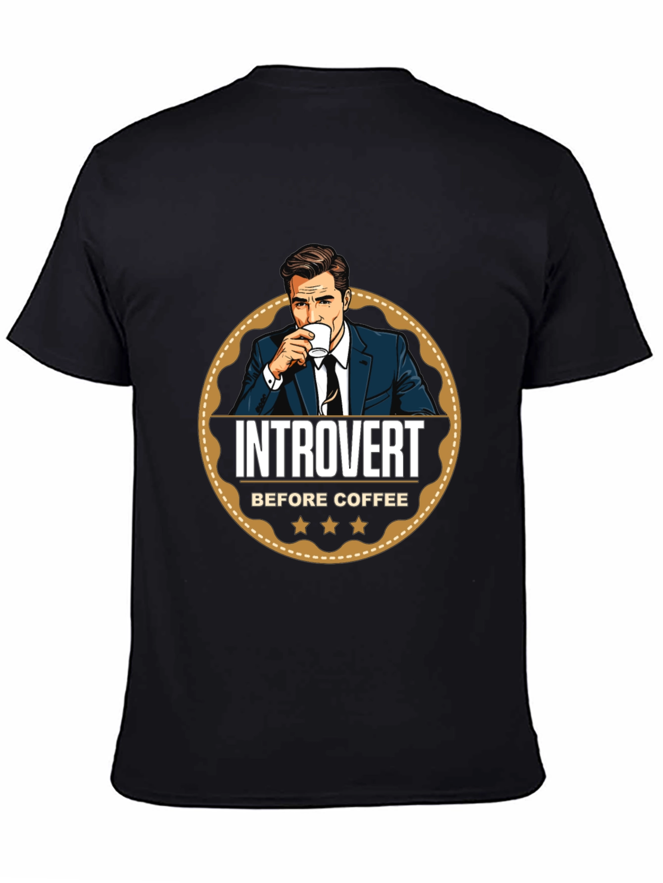 Introvert Before Coffee Graphic Tee - Mens Black T-Shirt