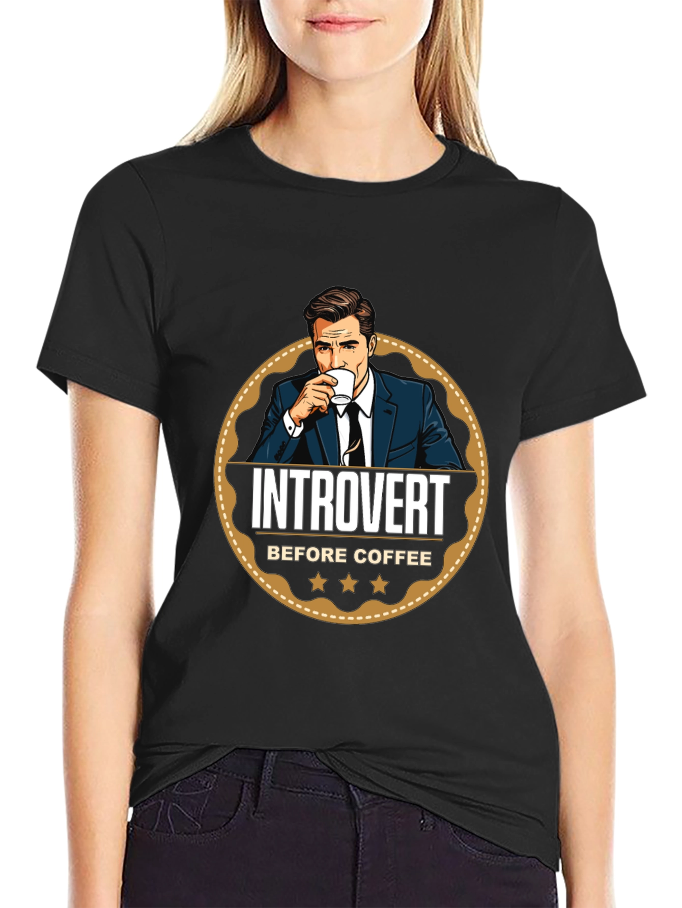 Introvert Before Coffee Graphic Tee - Mens Black T-Shirt