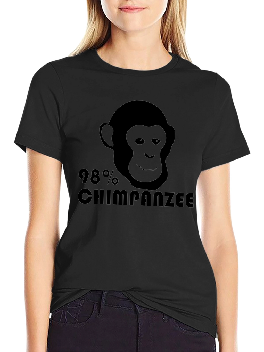 98% Chimpanzee Black Graphic Tee - Novelty T-Shirt