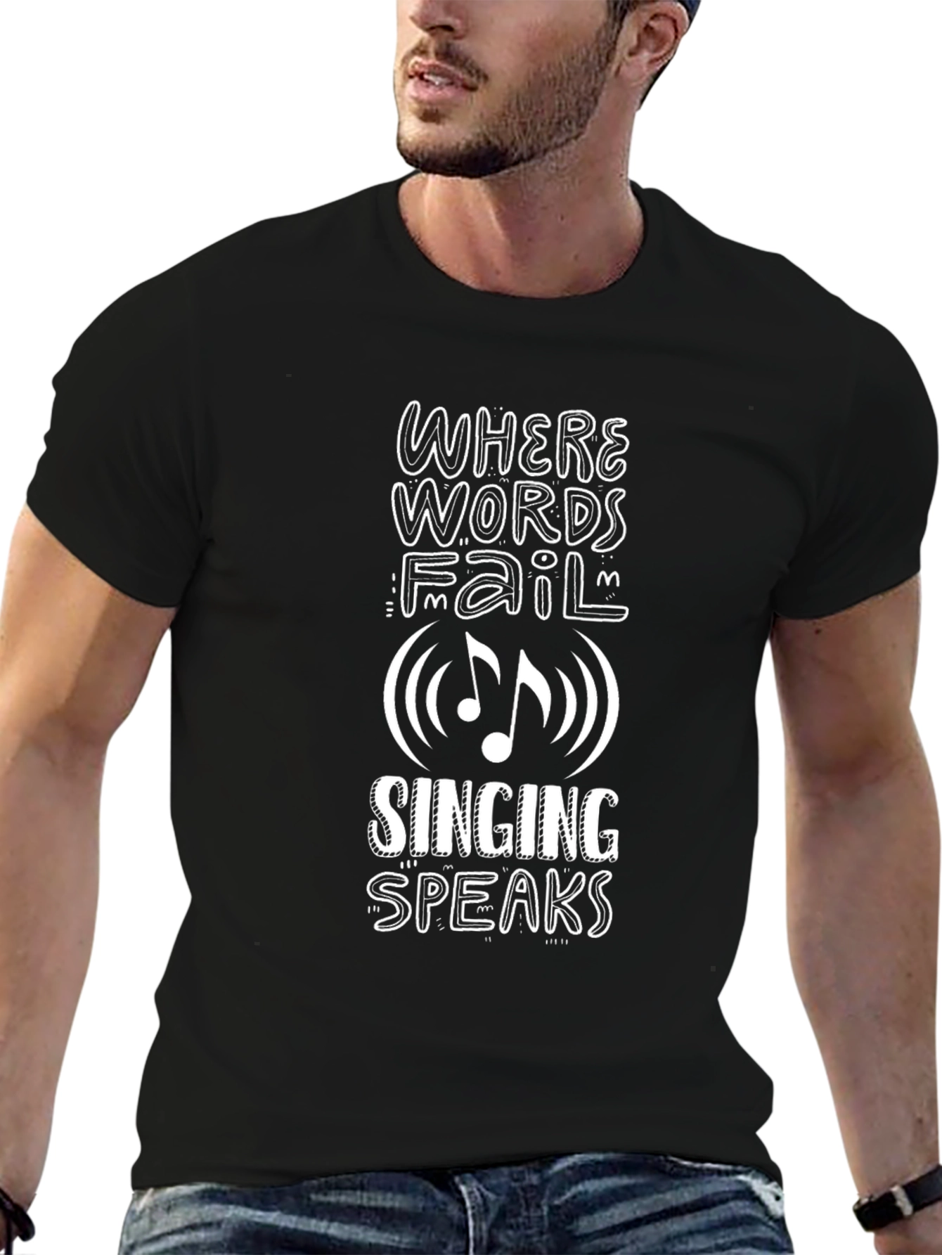 Singing Speaks Graphic T-Shirt - Unisex Black Tee