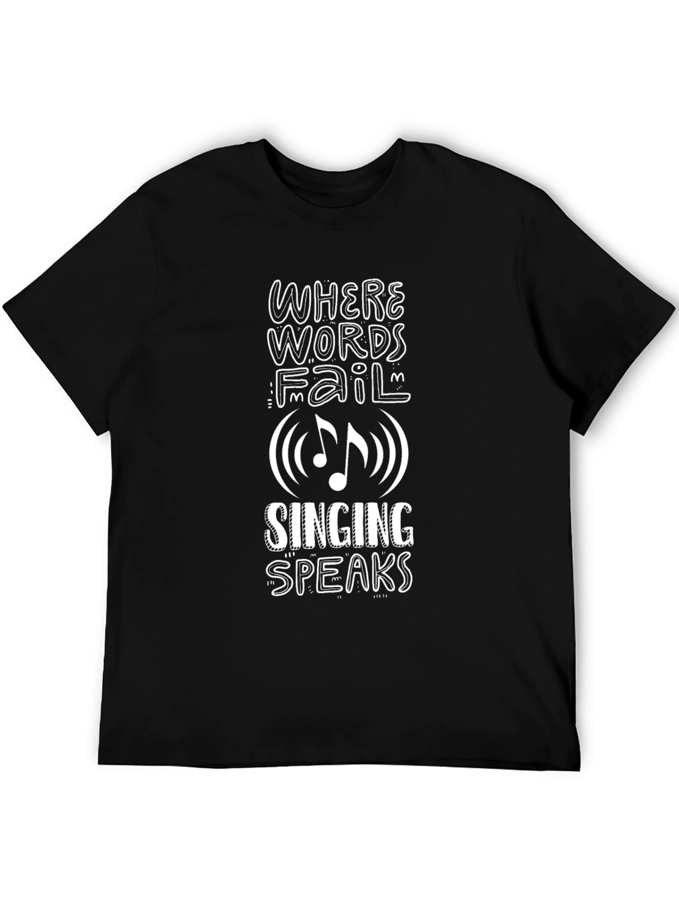 Singing Speaks Graphic T-Shirt - Unisex Black Tee