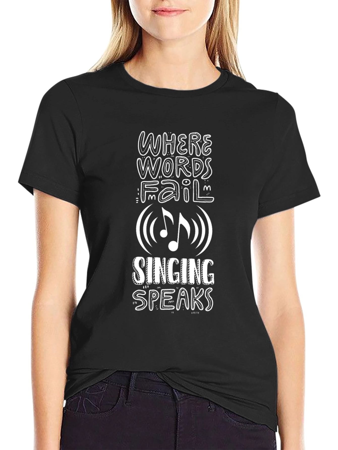 Singing Speaks Graphic T-Shirt - Unisex Black Tee