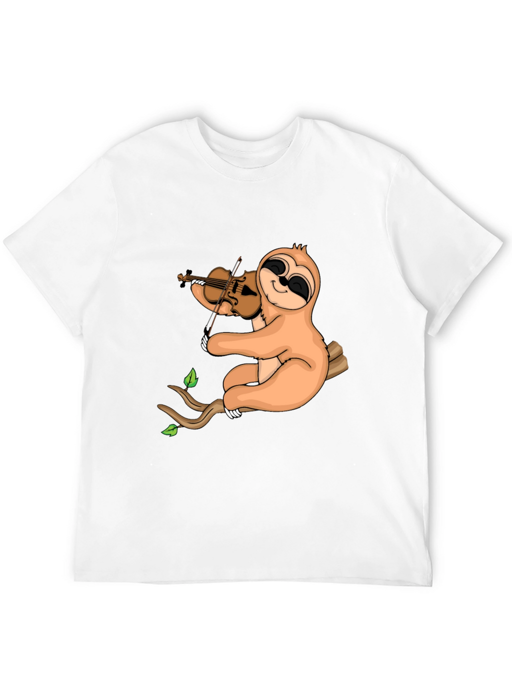 Sloth Violinist Graphic Tee - Black Cotton Blend