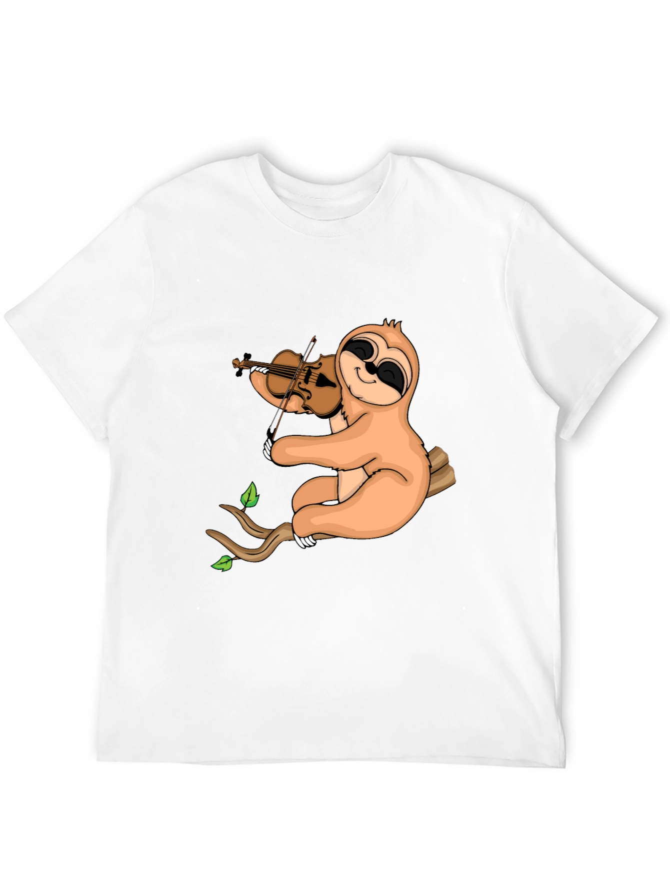 Sloth Violinist Graphic Tee - Black Cotton Blend