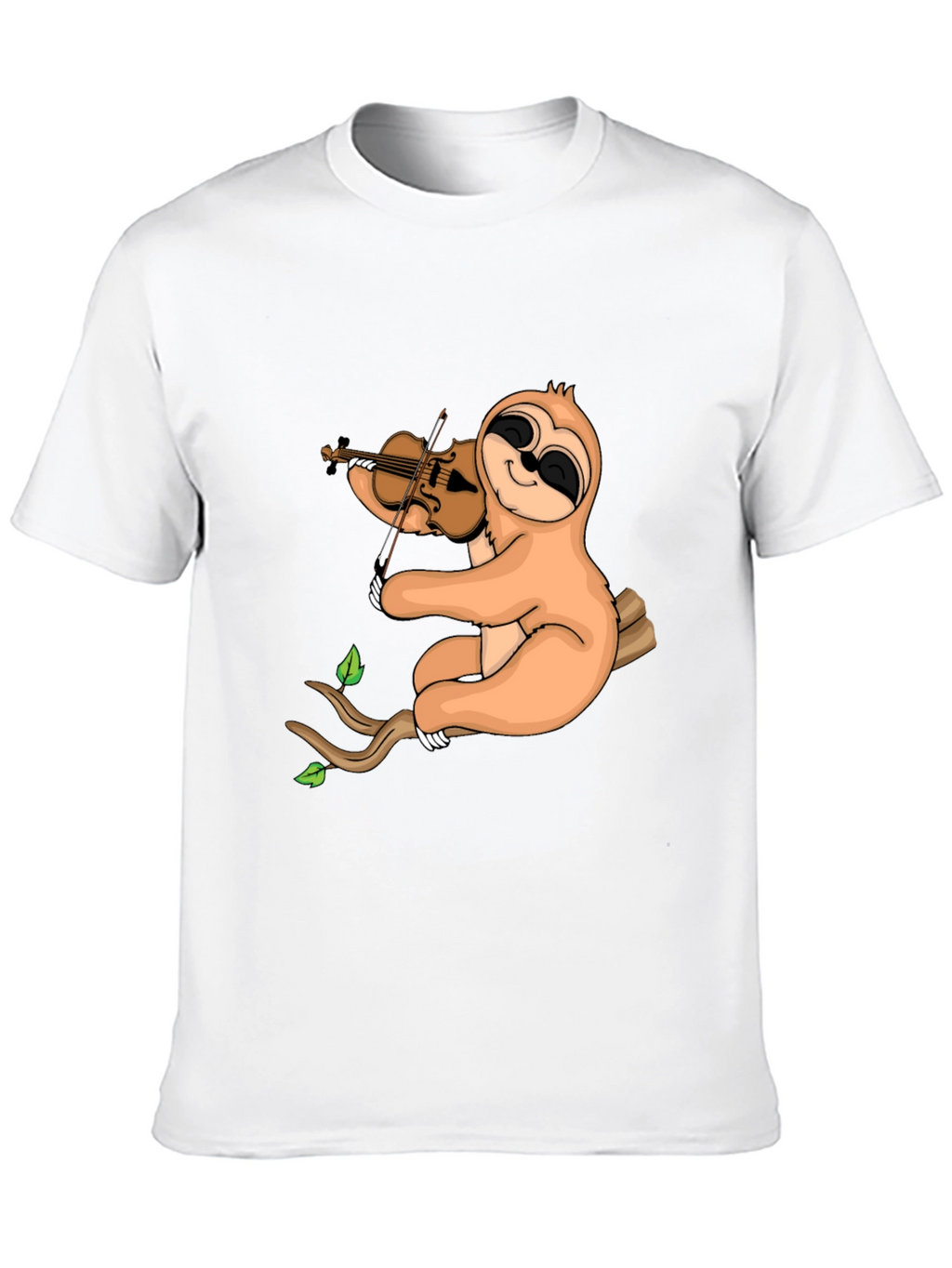 Sloth Violinist Graphic Tee - Black Cotton Blend