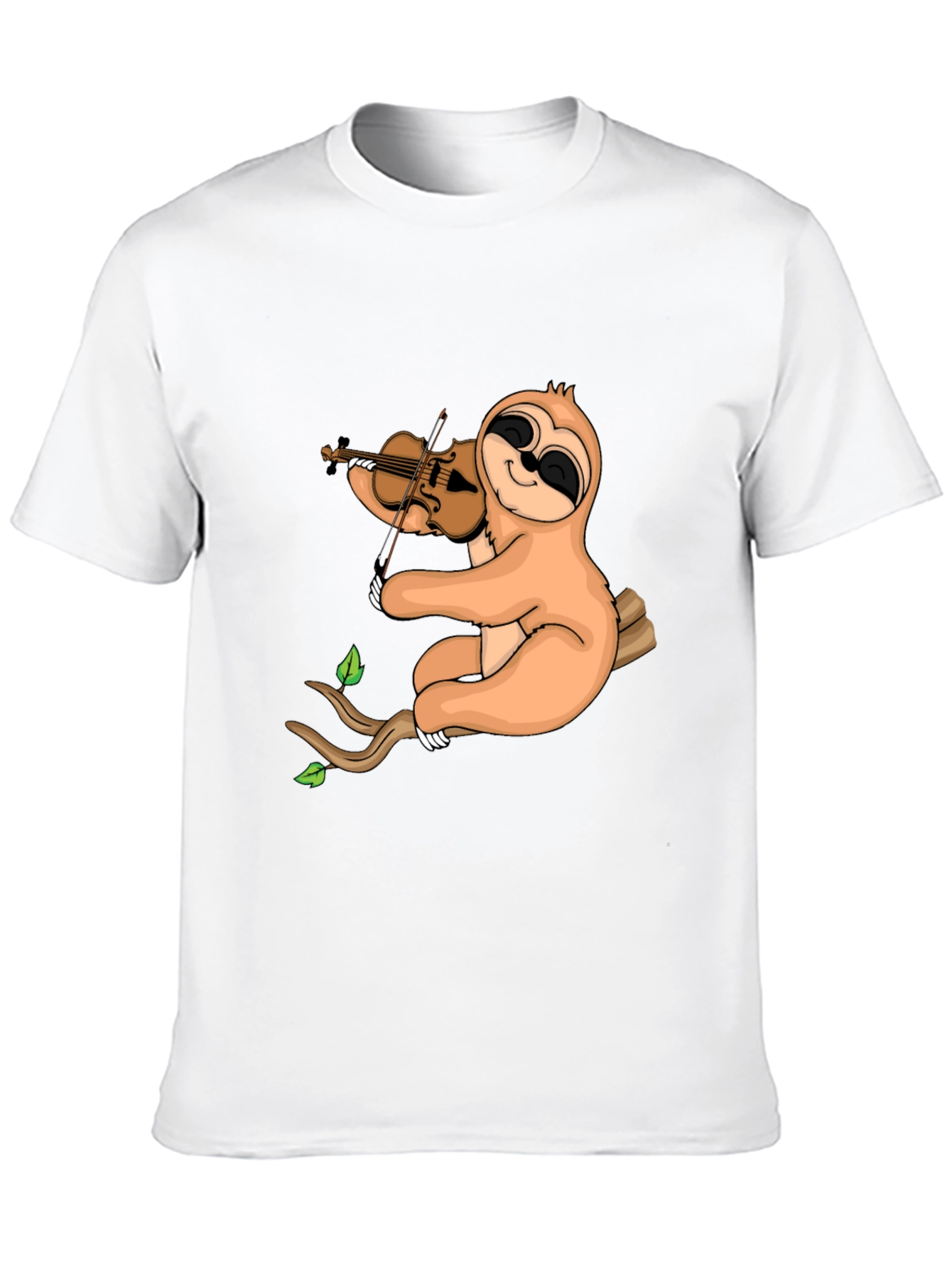 Sloth Violinist Graphic Tee - Black Cotton Blend