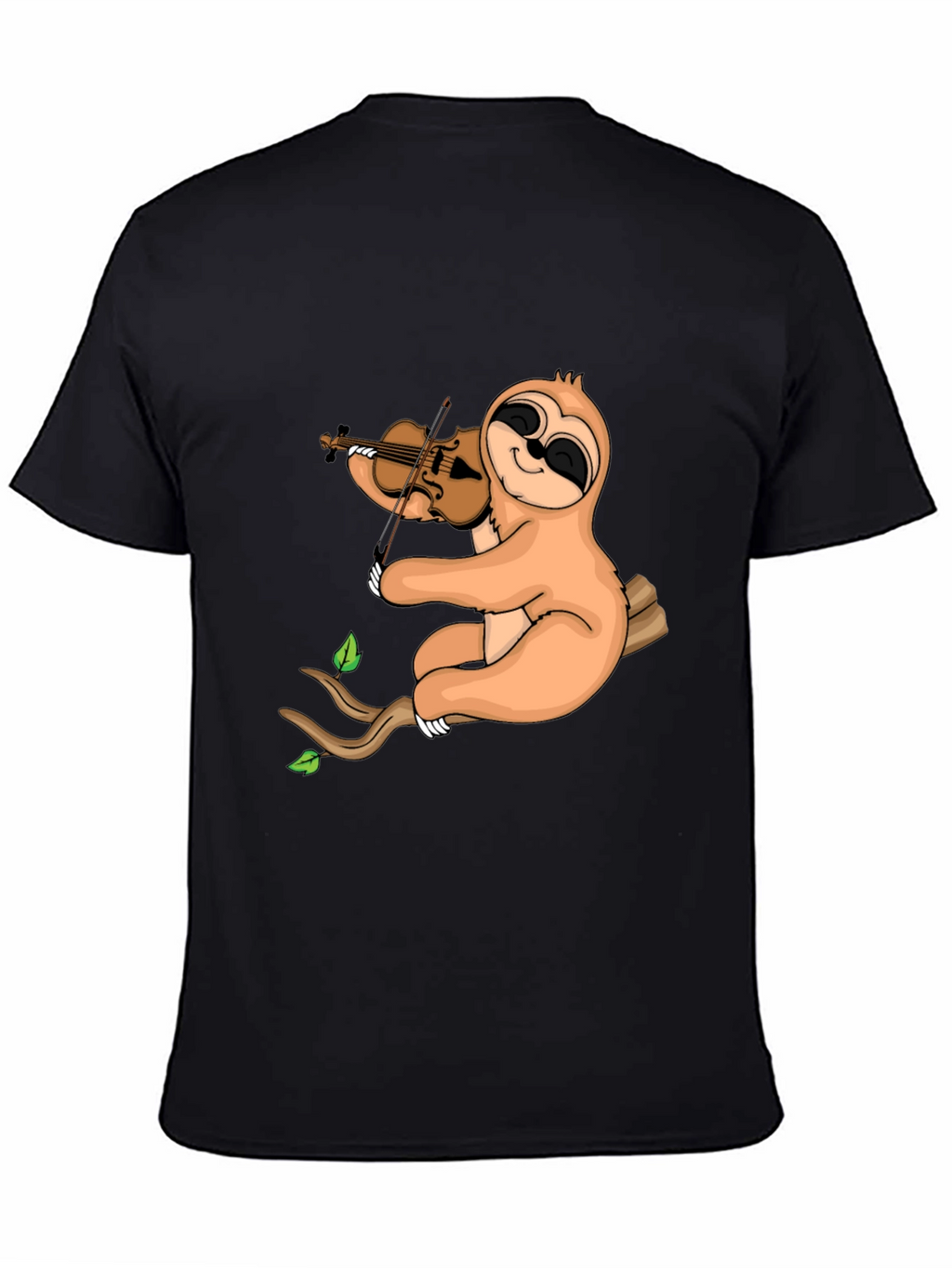 Sloth Violinist Graphic Tee - Black Cotton Blend