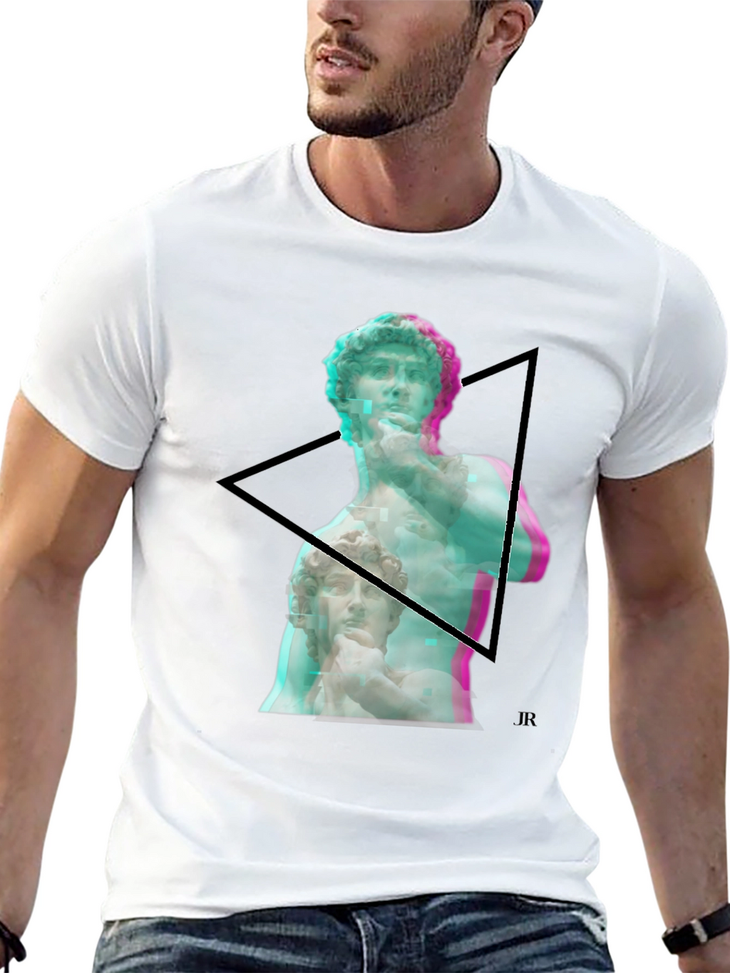 David Statue Graphic Print Black T-Shirt