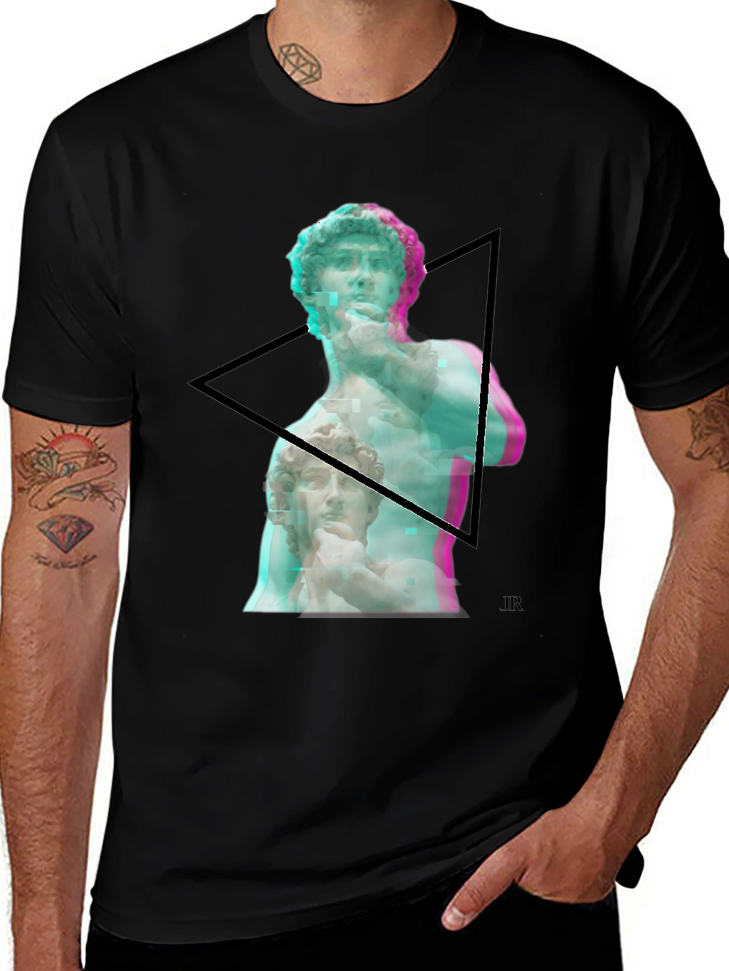 David Statue Graphic Print Black T-Shirt