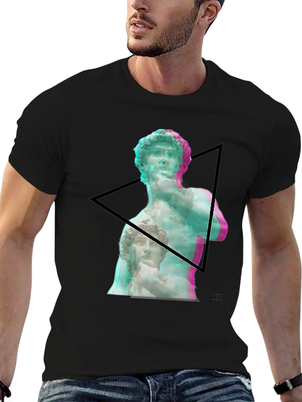 David Statue Graphic Print Black T-Shirt