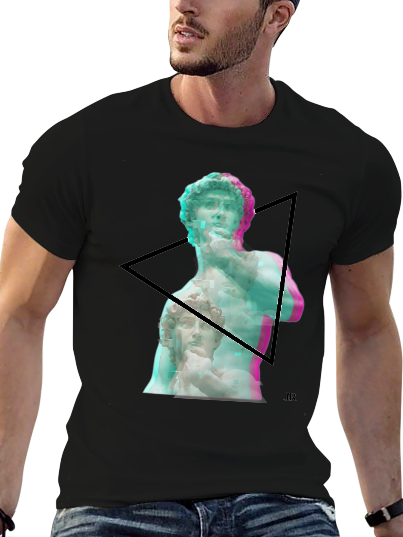 David Statue Graphic Print Black T-Shirt