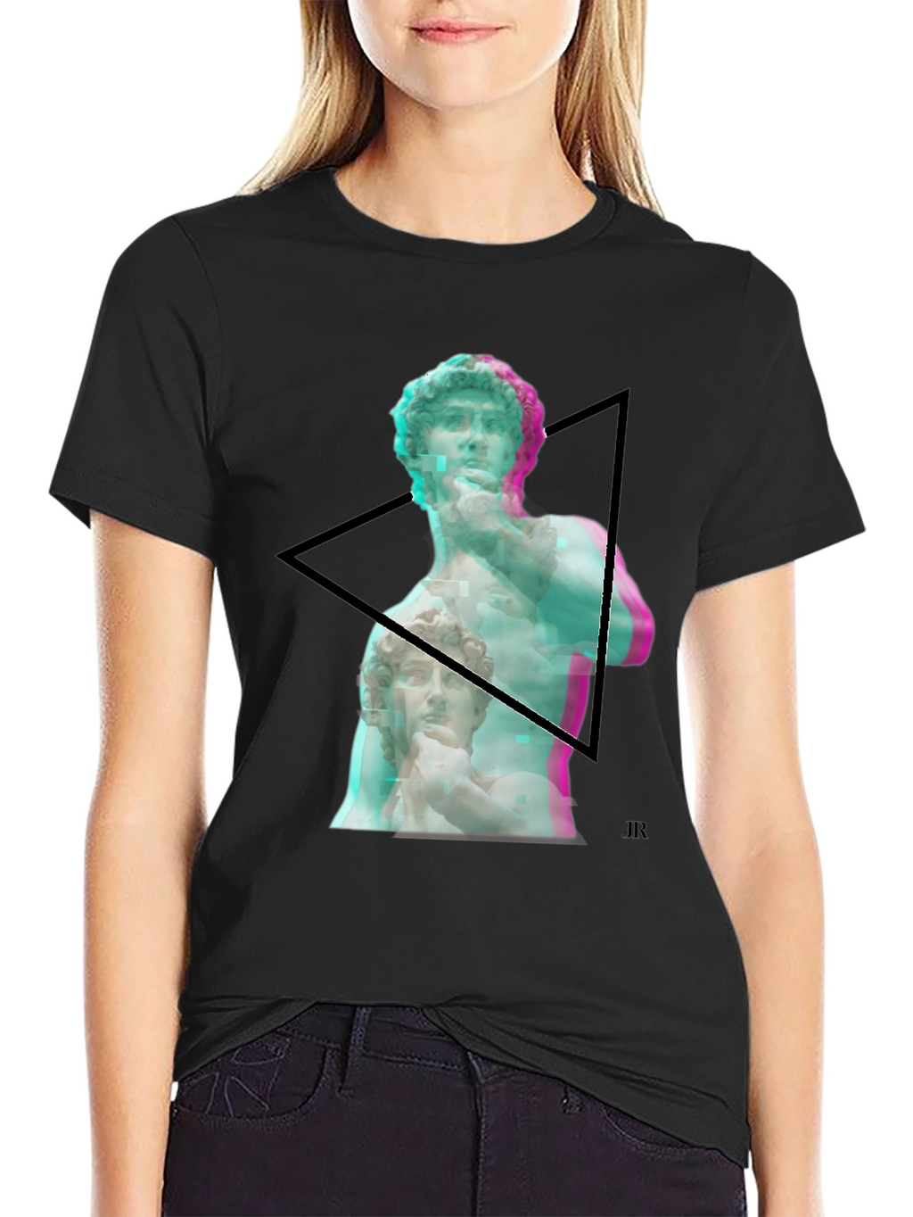 David Statue Graphic Print Black T-Shirt