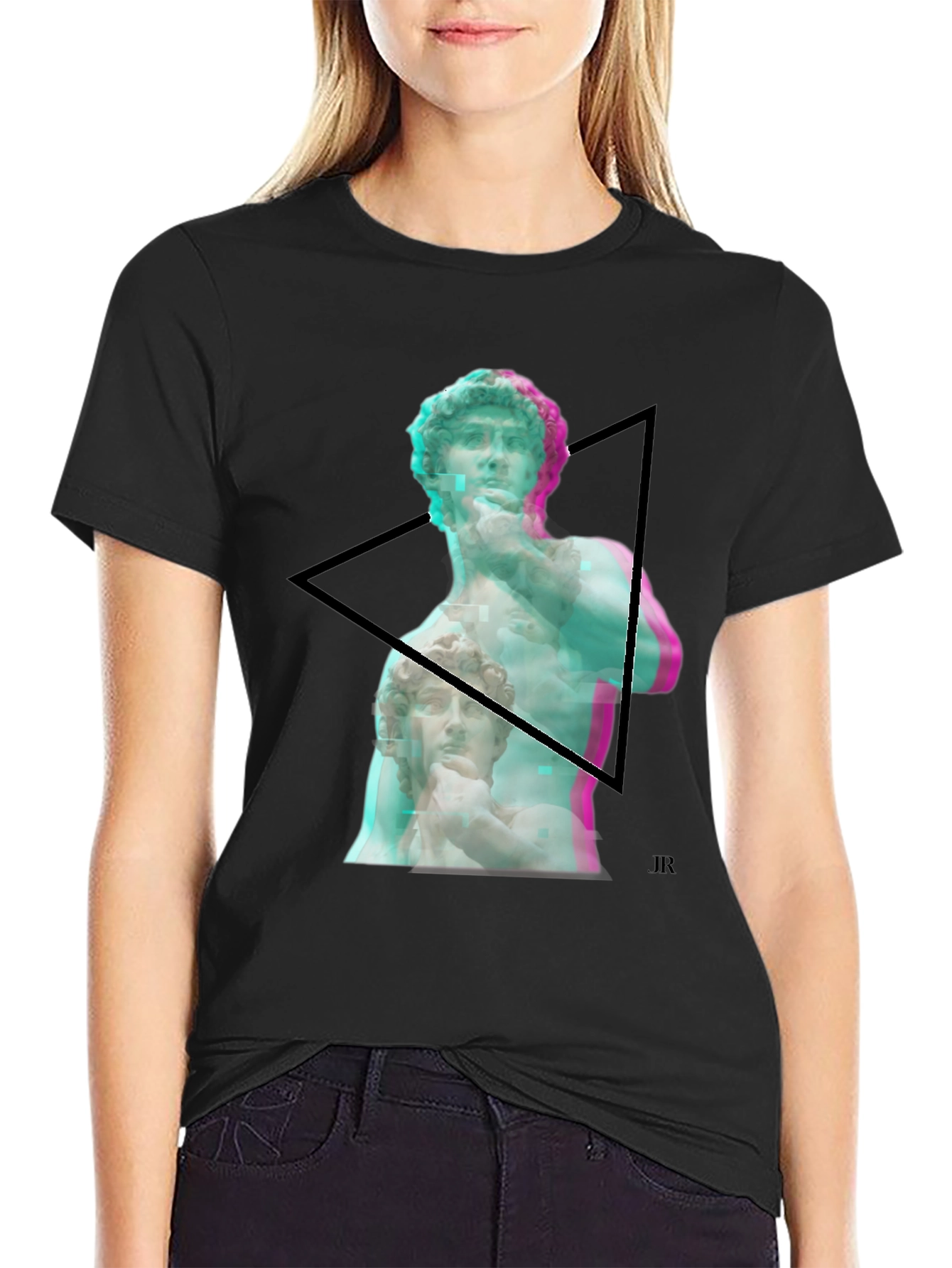 David Statue Graphic Print Black T-Shirt