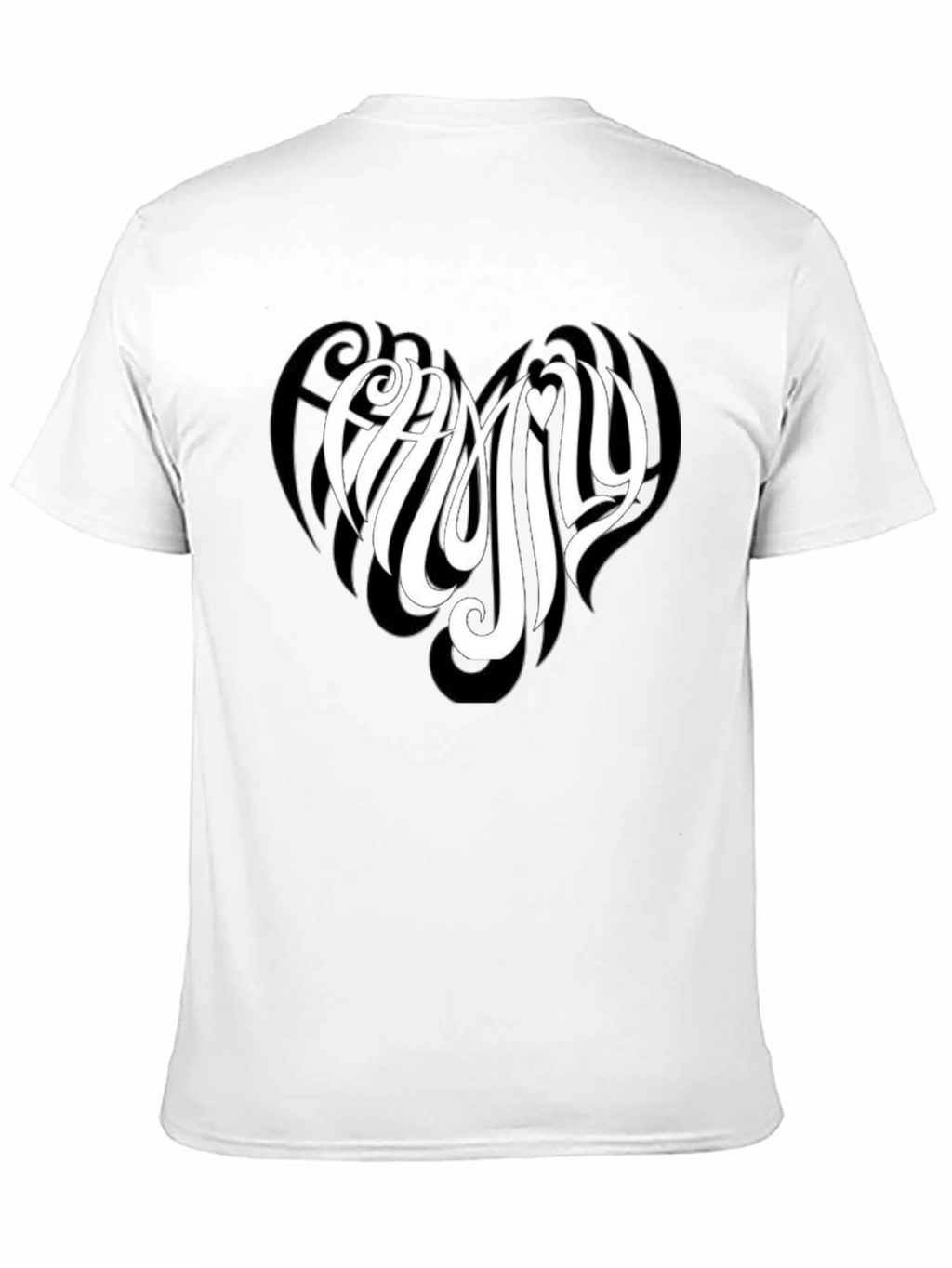 Family Heart Tee - Black Cotton Casual T-Shirt
