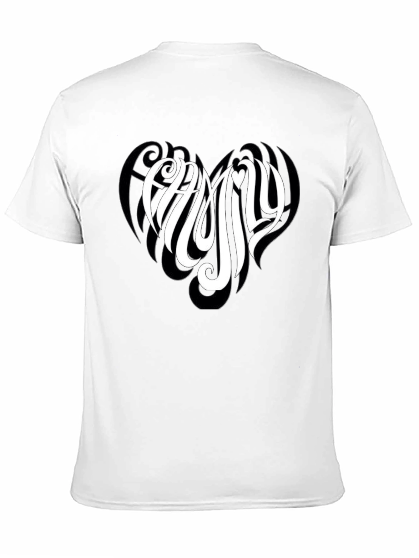 Family Heart Tee - Black Cotton Casual T-Shirt