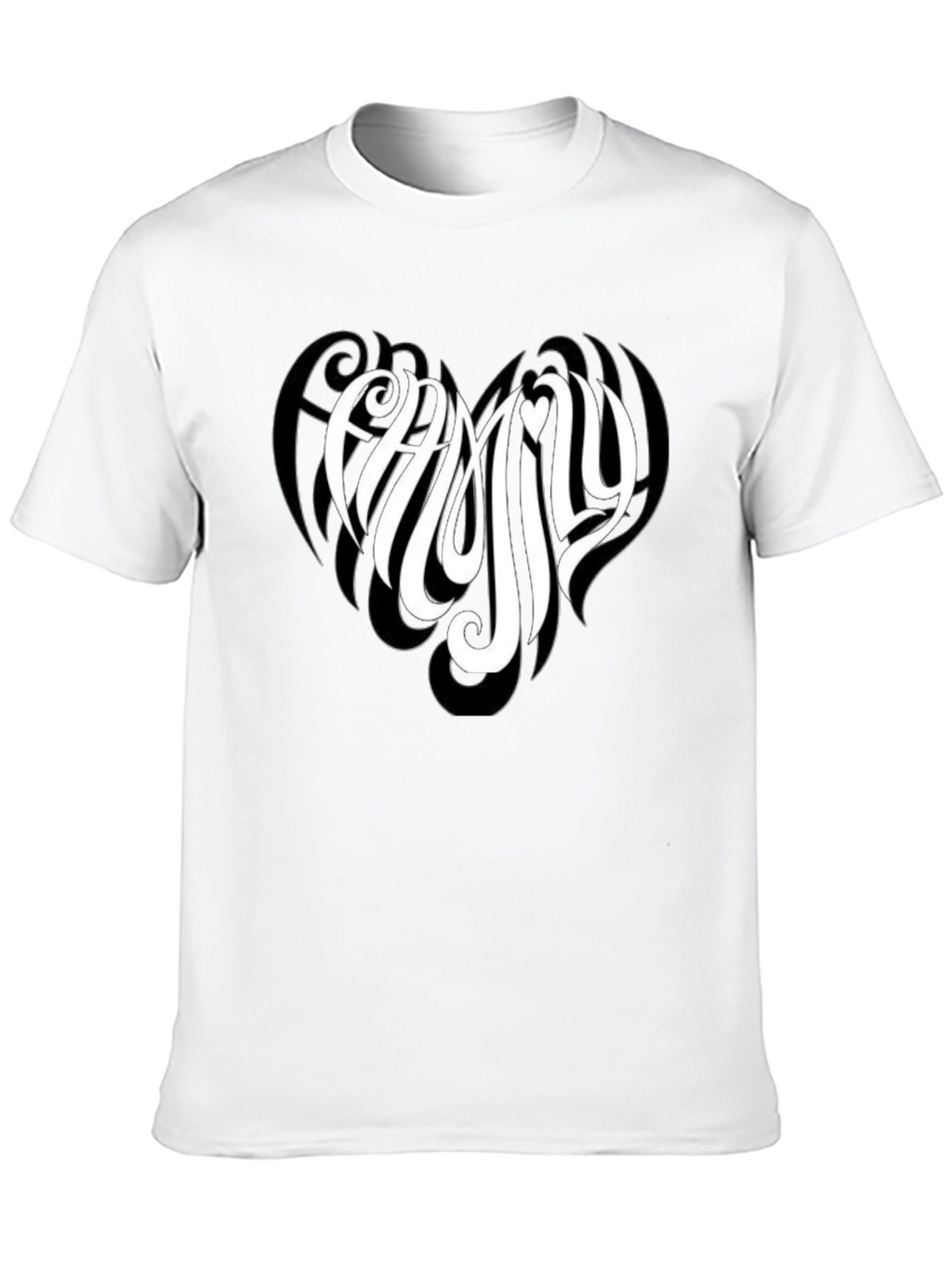 Family Heart Tee - Black Cotton Casual T-Shirt