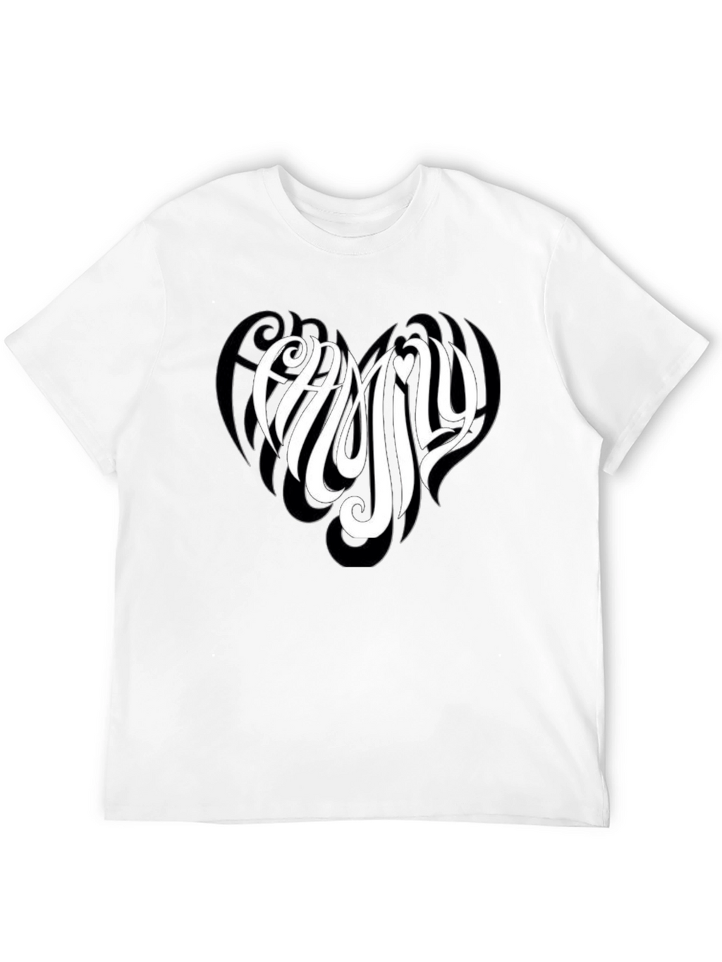 Family Heart Tee - Black Cotton Casual T-Shirt