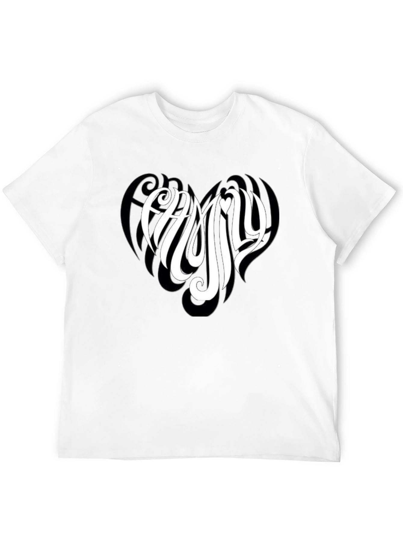 Family Heart Tee - Black Cotton Casual T-Shirt