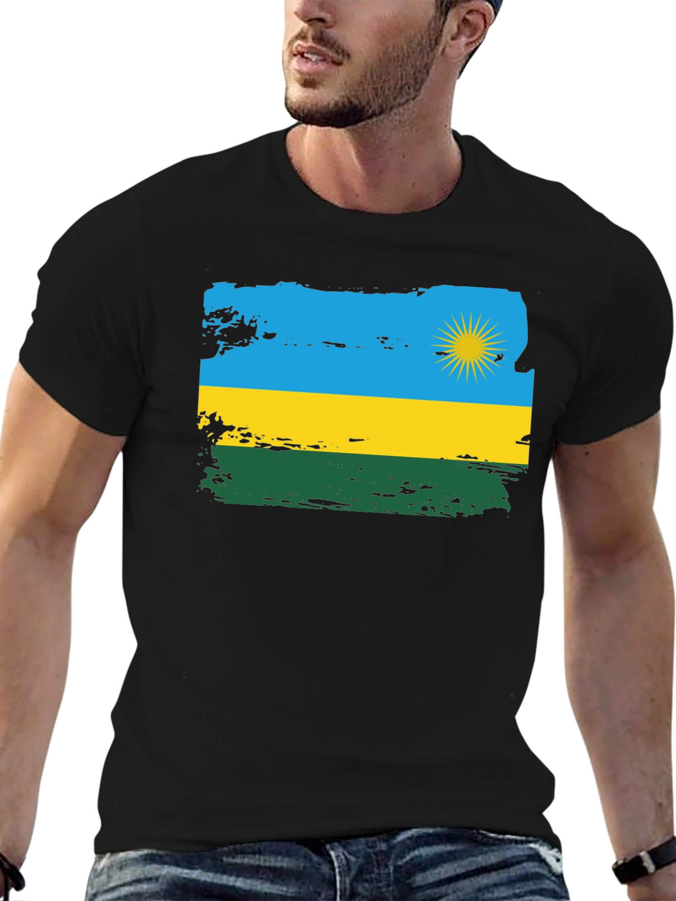 Rwanda Flag T-Shirt - Distressed Graphic Tee