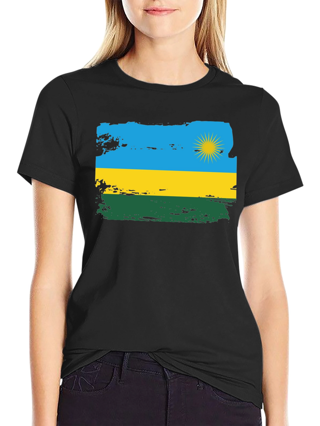 Rwanda Flag T-Shirt - Distressed Graphic Tee
