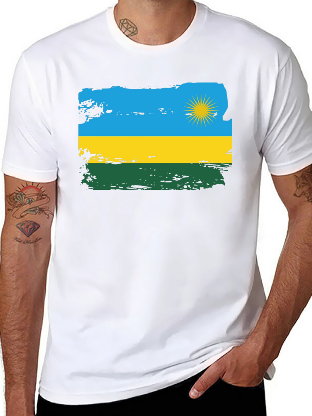 Rwanda Flag T-Shirt - Distressed Graphic Tee