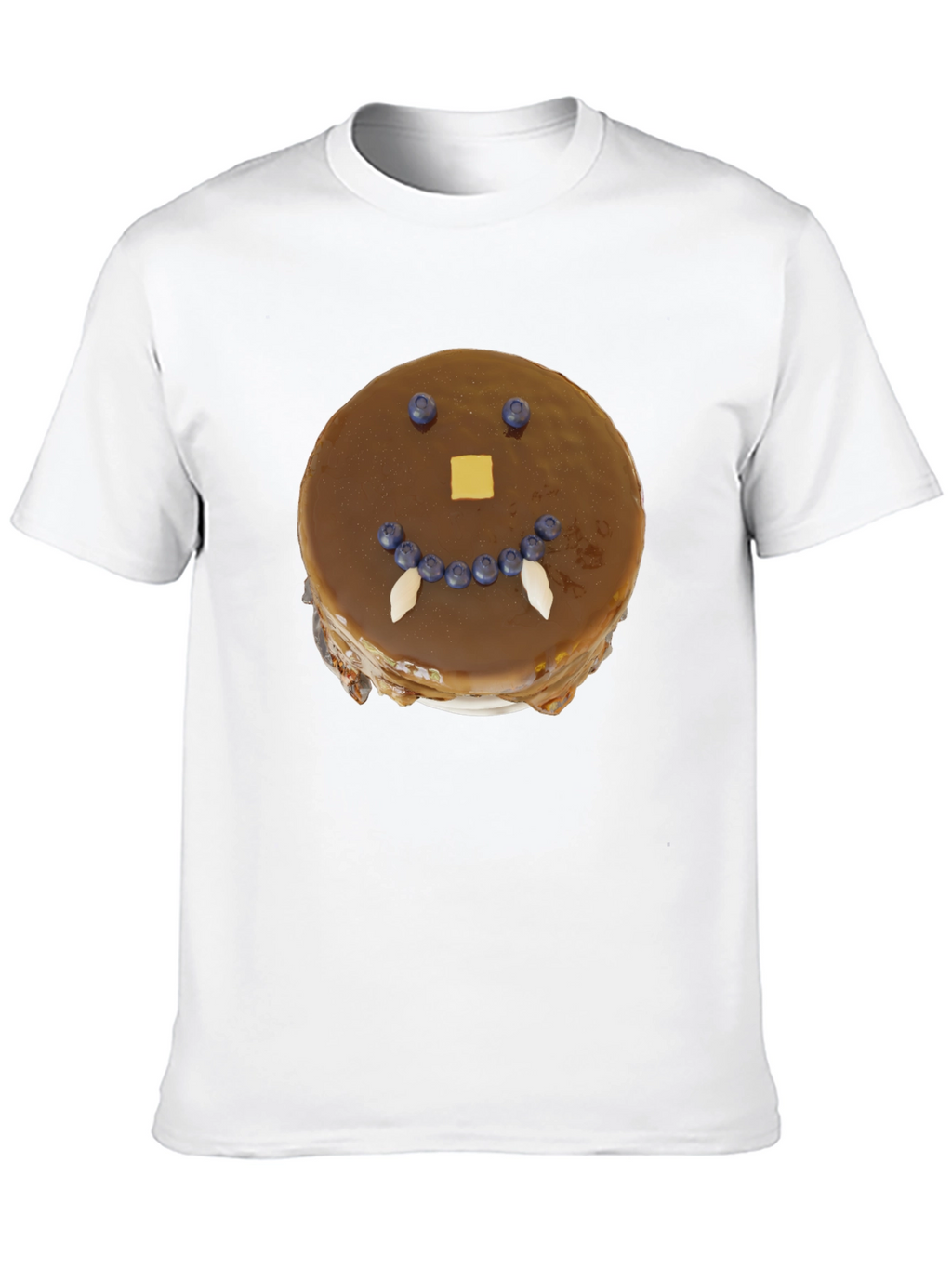 Funny Pancake Face Graphic Tee - Casual Black T-Shirt