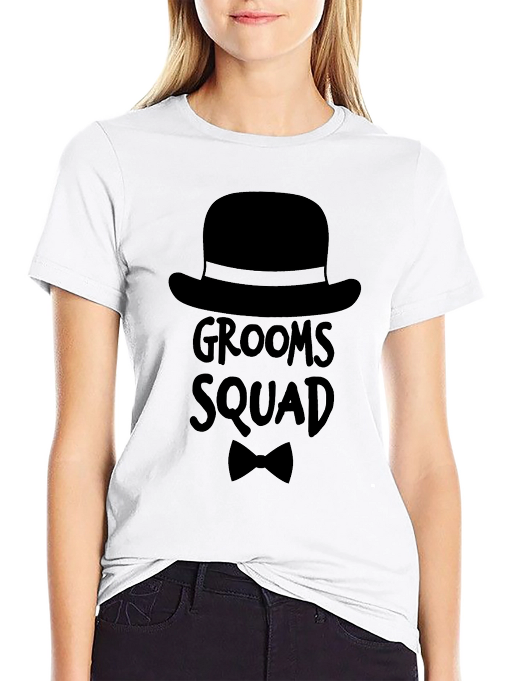 Grooms Squad Graphic T-Shirt Black Crew Neck Tee
