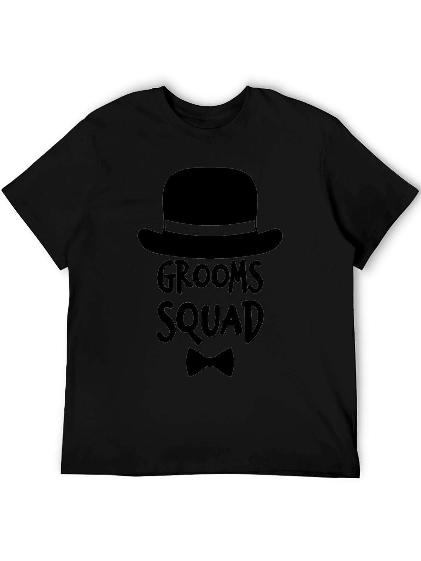Grooms Squad Graphic T-Shirt Black Crew Neck Tee