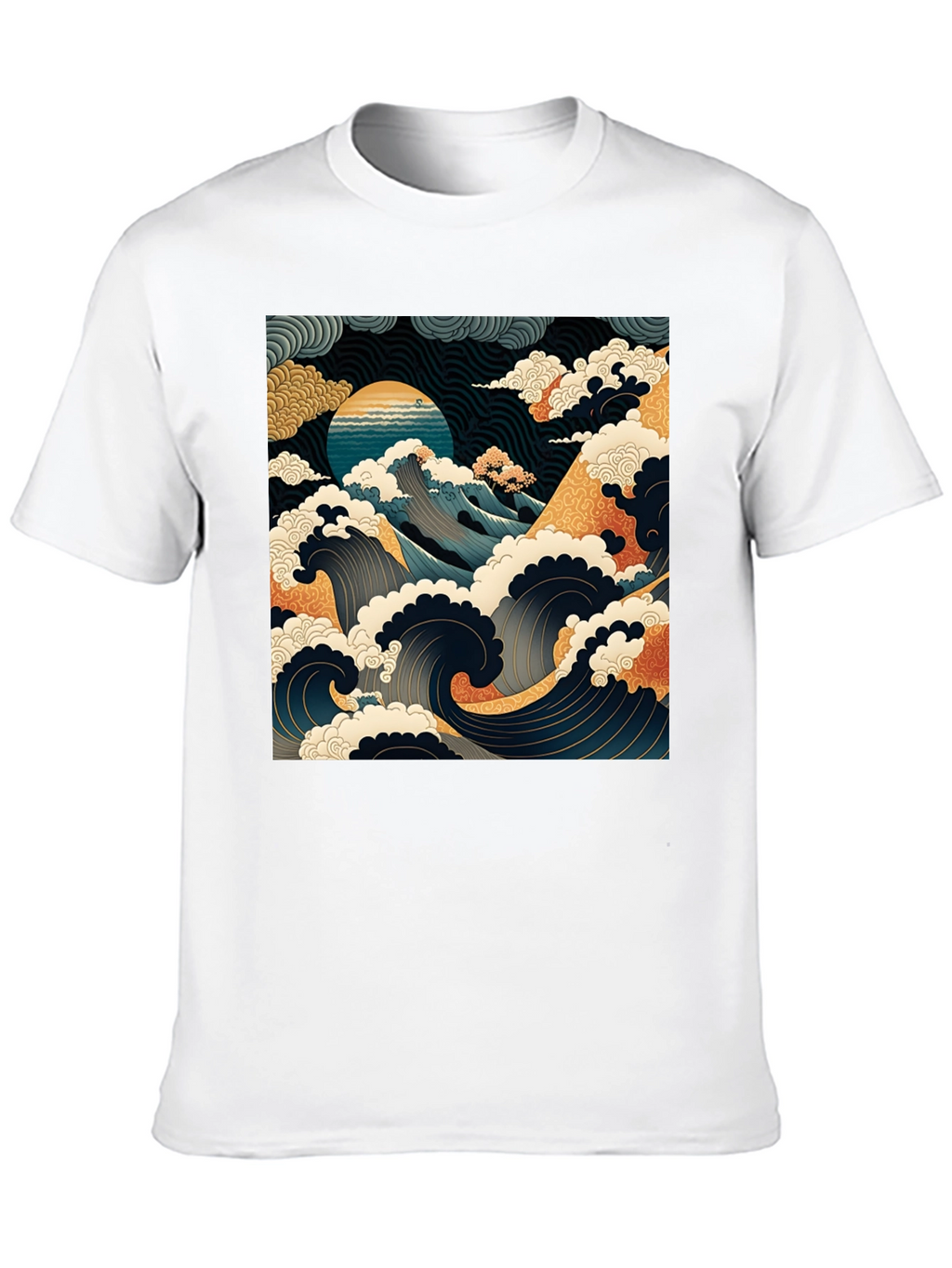 Great Wave Graphic Tee - Black Cotton T-Shirt