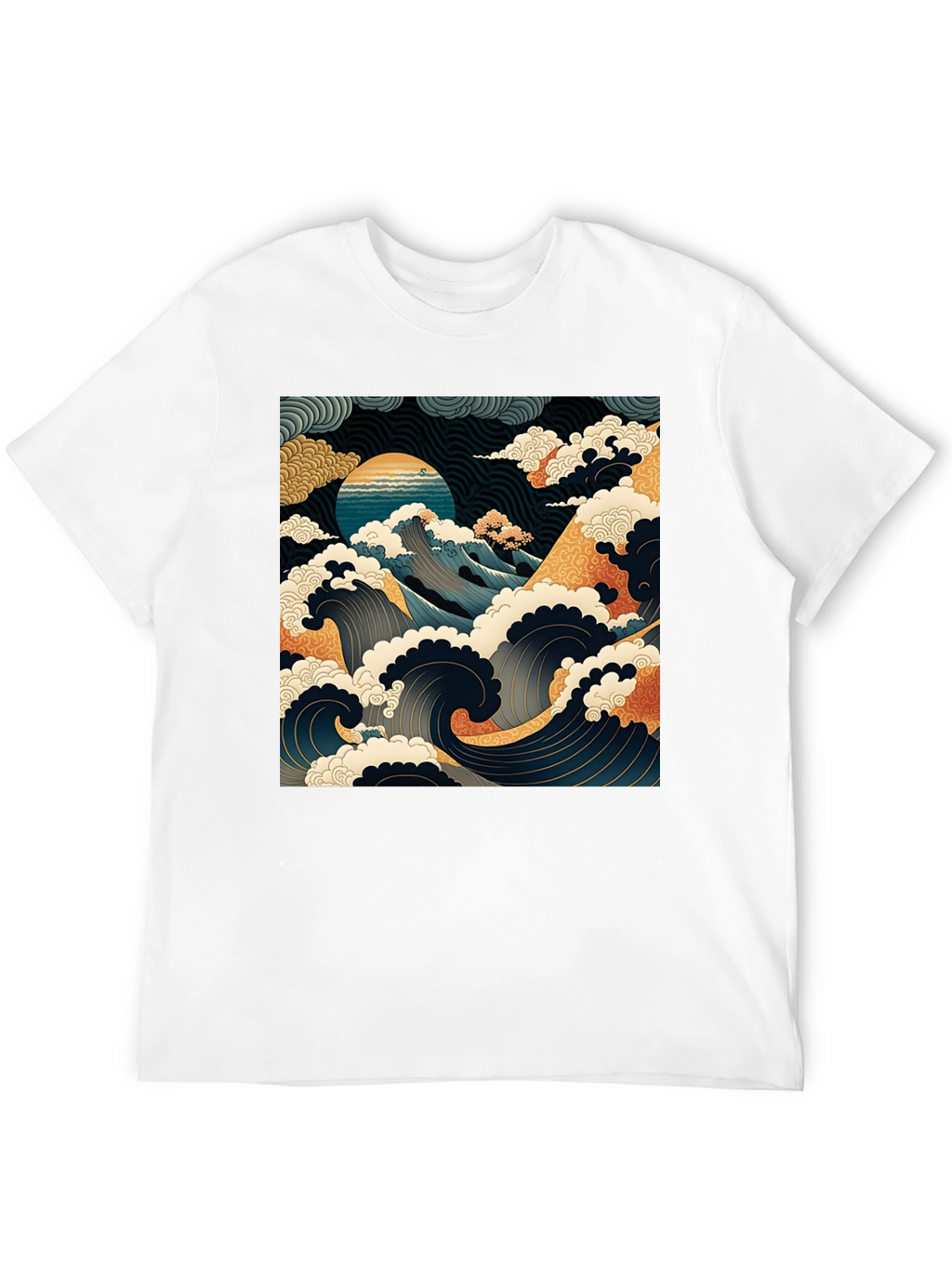 Great Wave Graphic Tee - Black Cotton T-Shirt