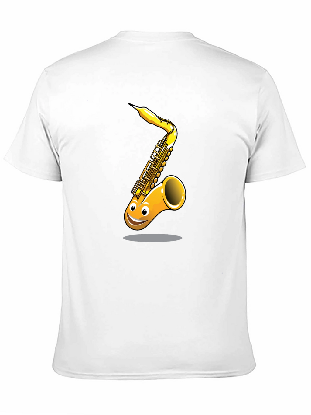 Fun Cartoon Saxophone Graphic Black T-Shirt