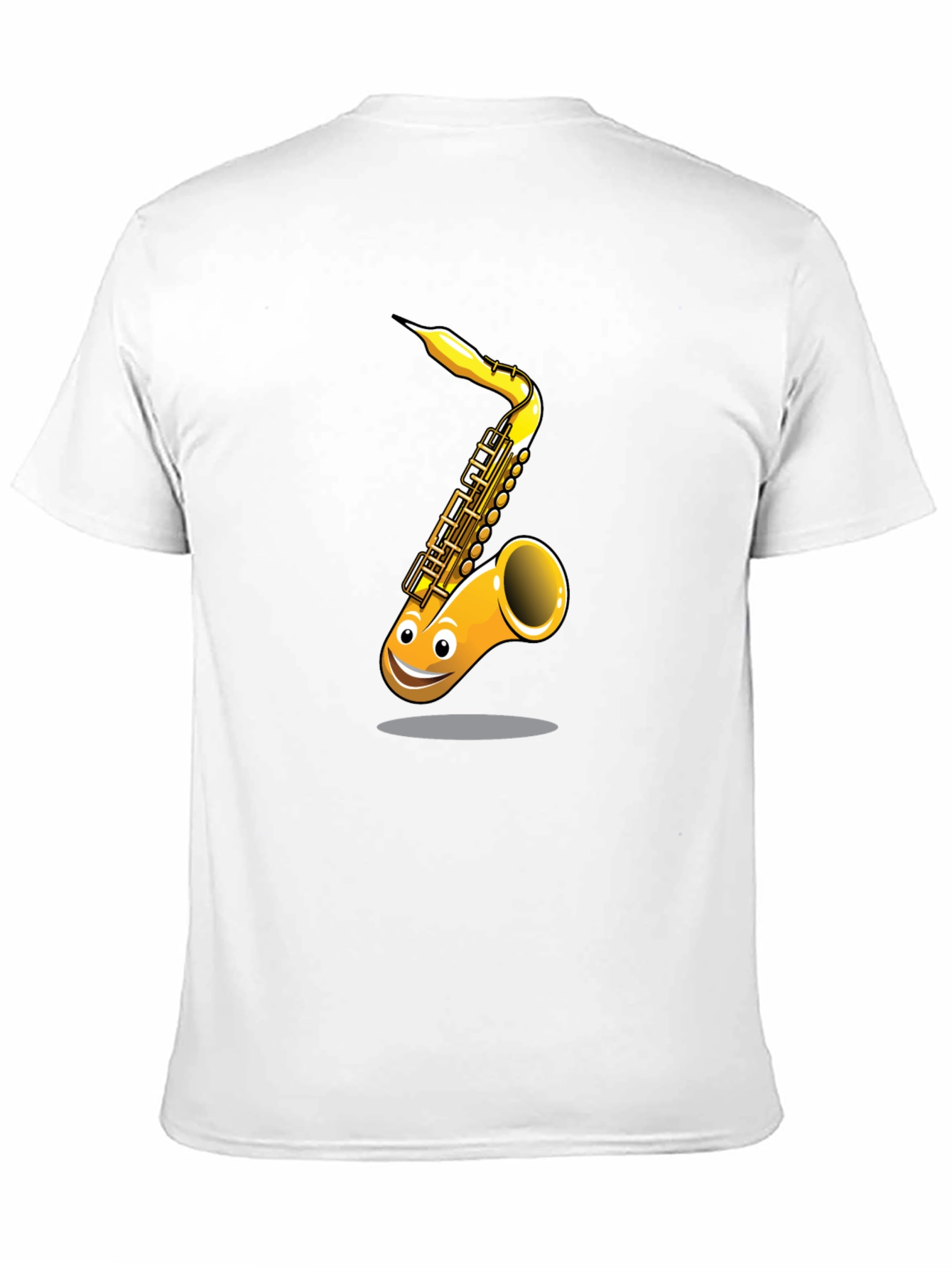 Fun Cartoon Saxophone Graphic Black T-Shirt