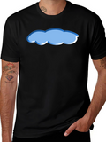 Mens Black T-Shirt with Blue Cloud Graphic