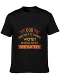 Strong Women Firefighter Tee - Black Graphic T-Shirt