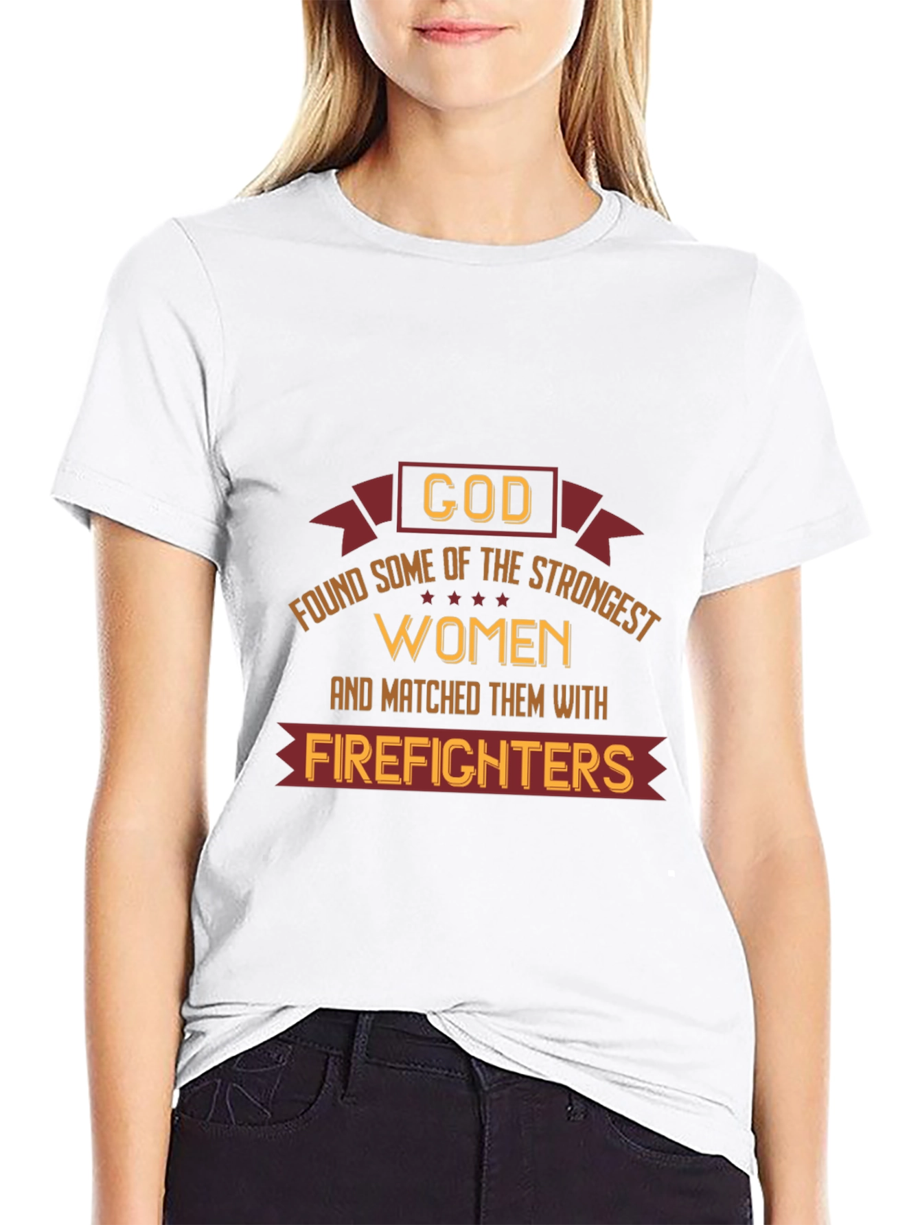 Strong Women Firefighter Tee - Black Graphic T-Shirt